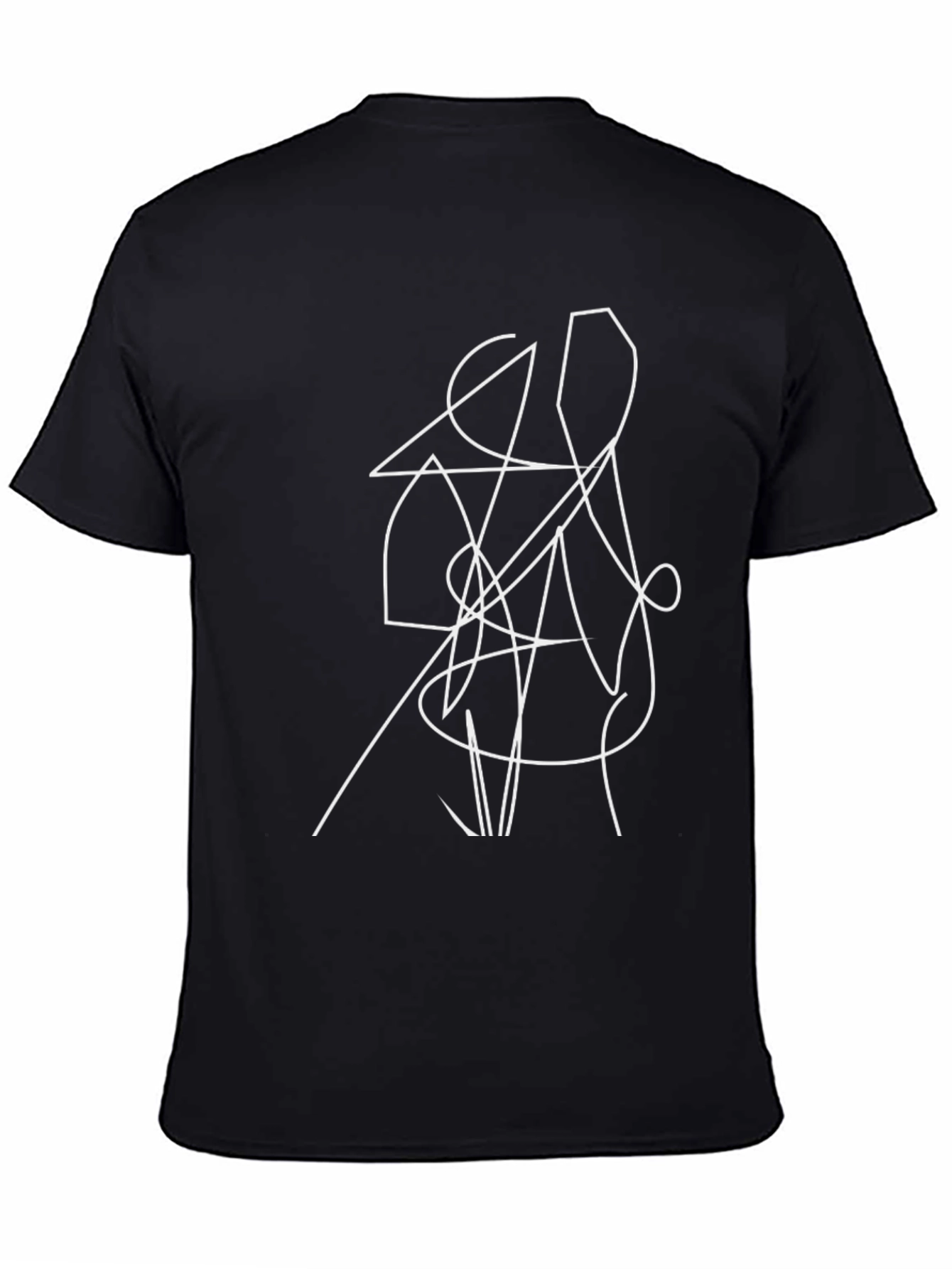 Abstract Line Art Graphic Tee - Modern Black T-Shirt