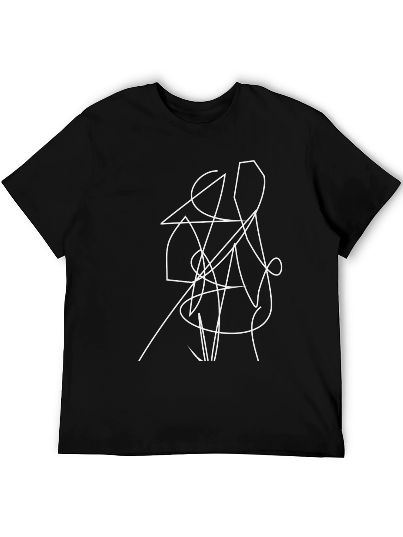 Abstract Line Art Graphic Tee - Modern Black T-Shirt
