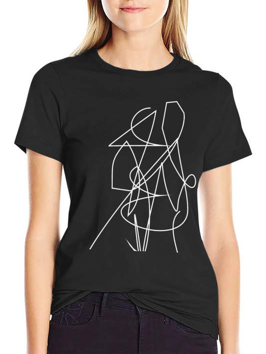 Abstract Line Art Graphic Tee - Modern Black T-Shirt