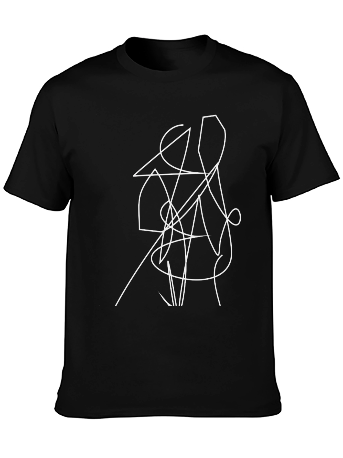 Abstract Line Art Graphic Tee - Modern Black T-Shirt