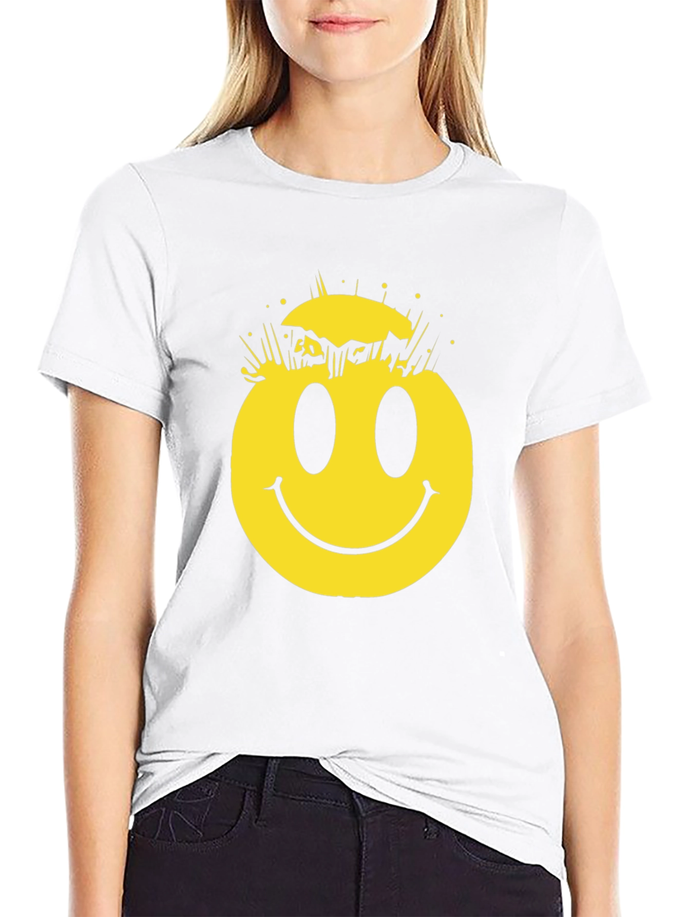 Cracked Smiley Face Graphic T-Shirt