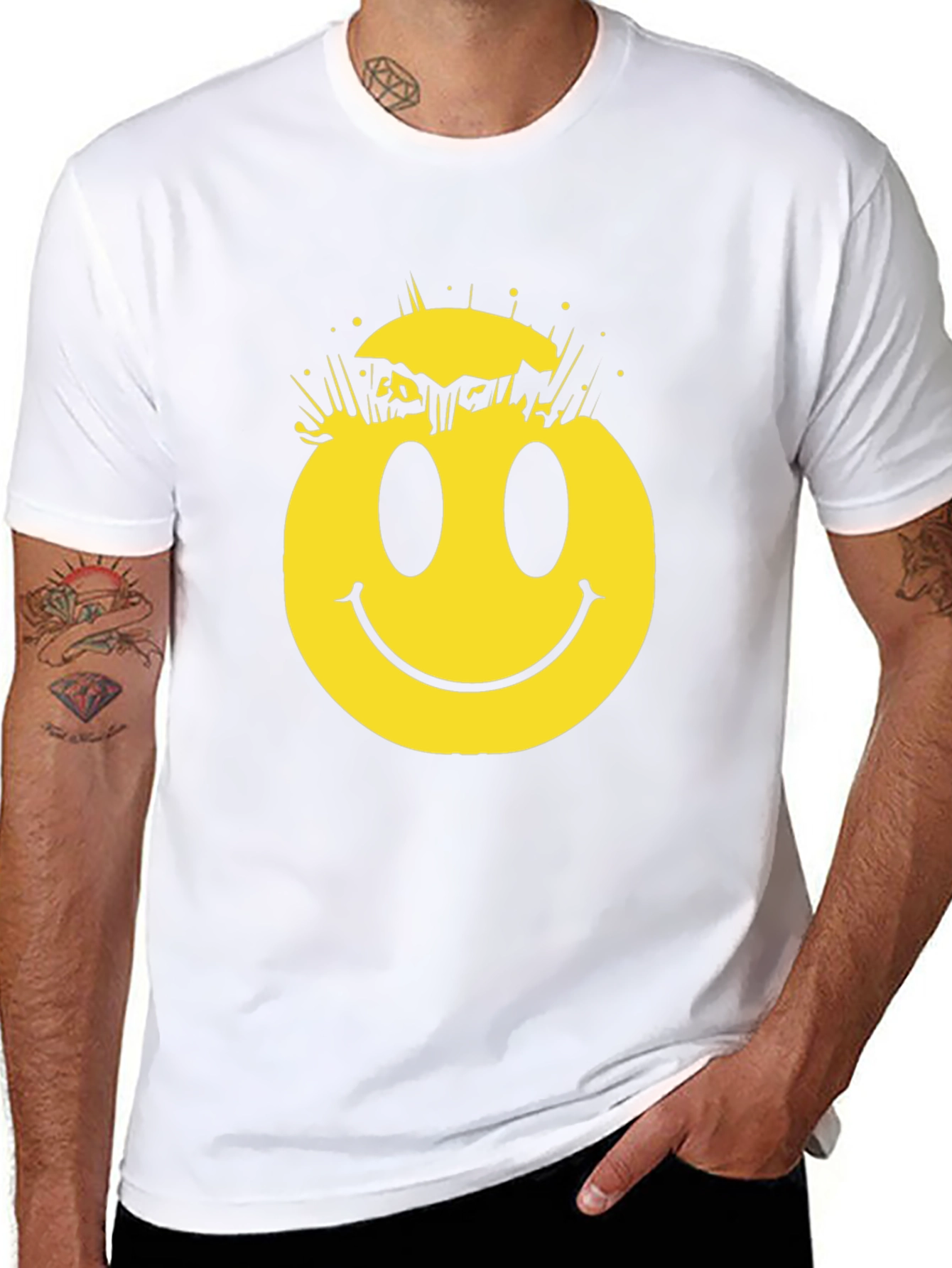 Cracked Smiley Face Graphic T-Shirt