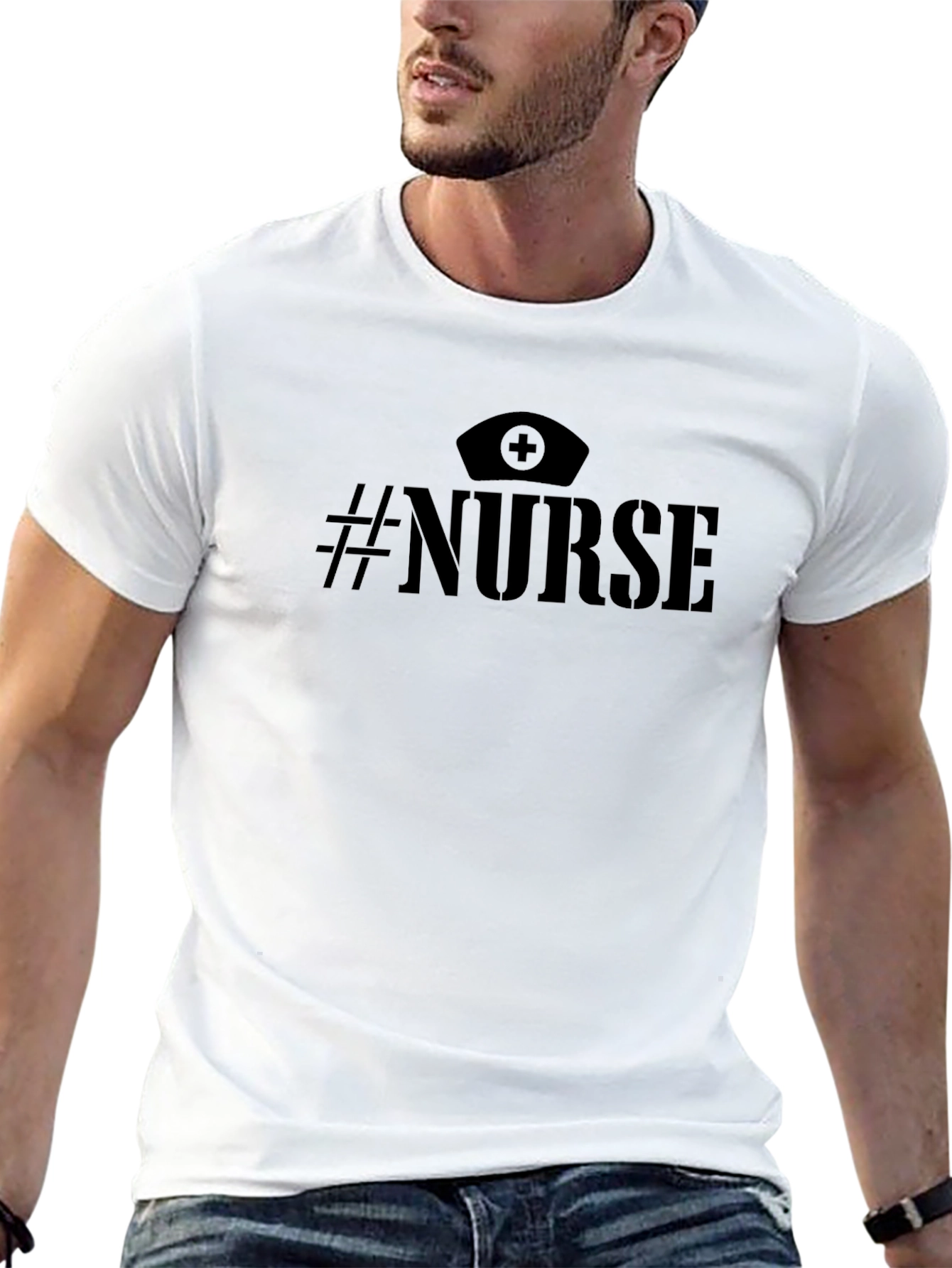 Nurse T-Shirt - Black Cotton Blend Casual Tee