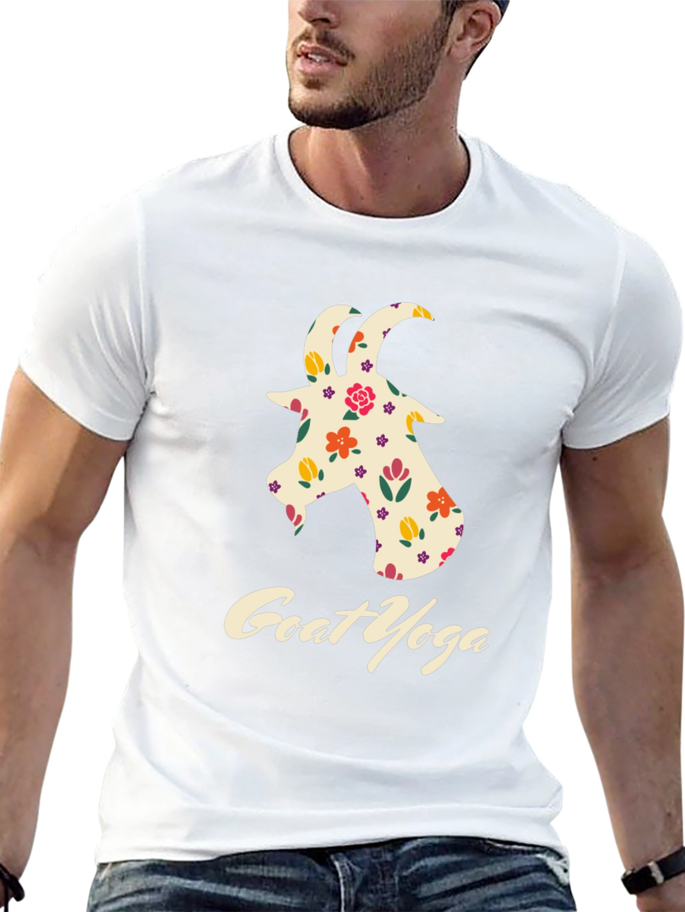 Floral Goat Yoga Graphic Tee