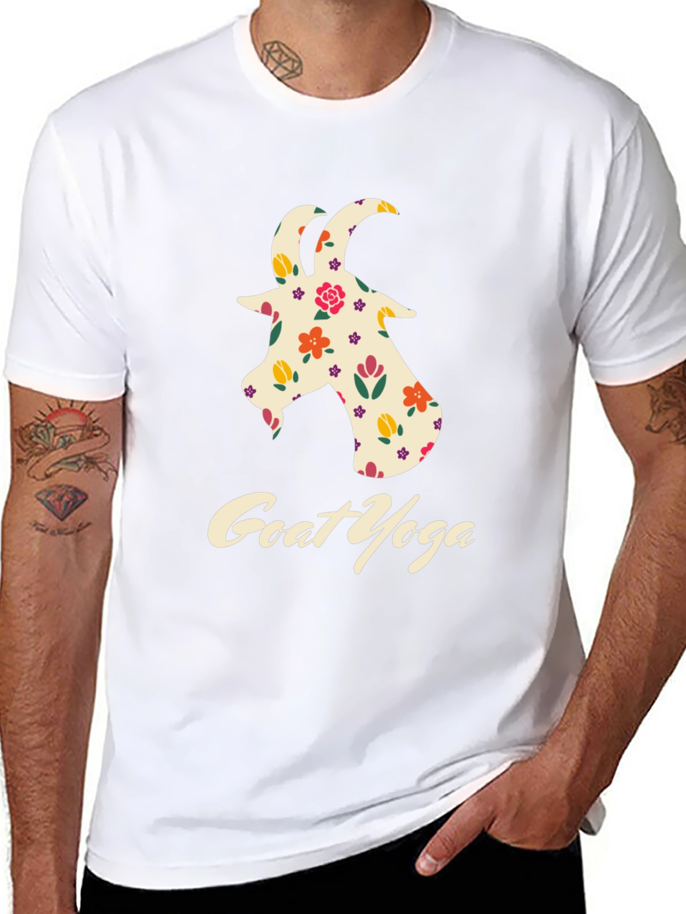 Floral Goat Yoga Graphic Tee