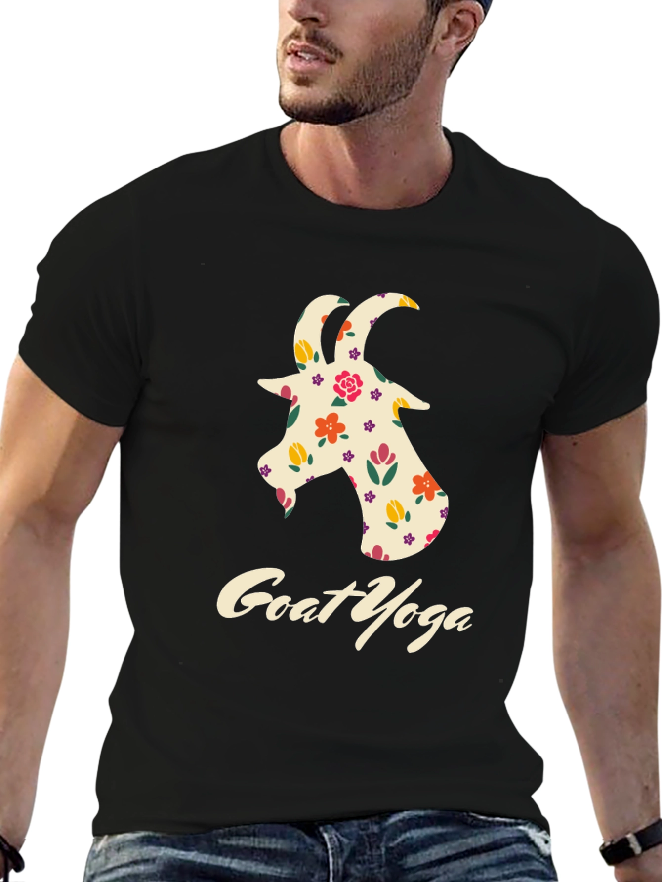 Floral Goat Yoga Graphic Tee