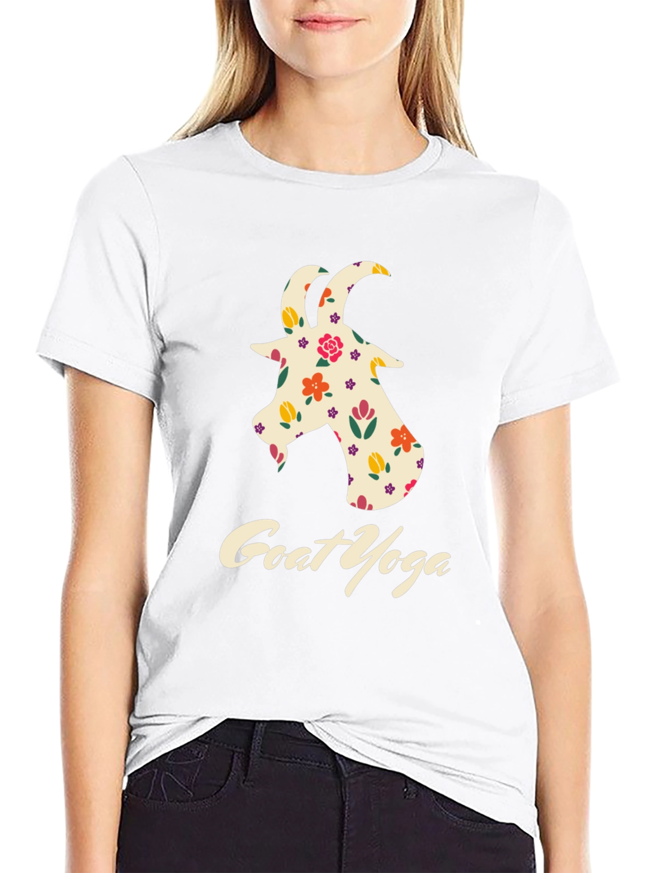 Floral Goat Yoga Graphic Tee