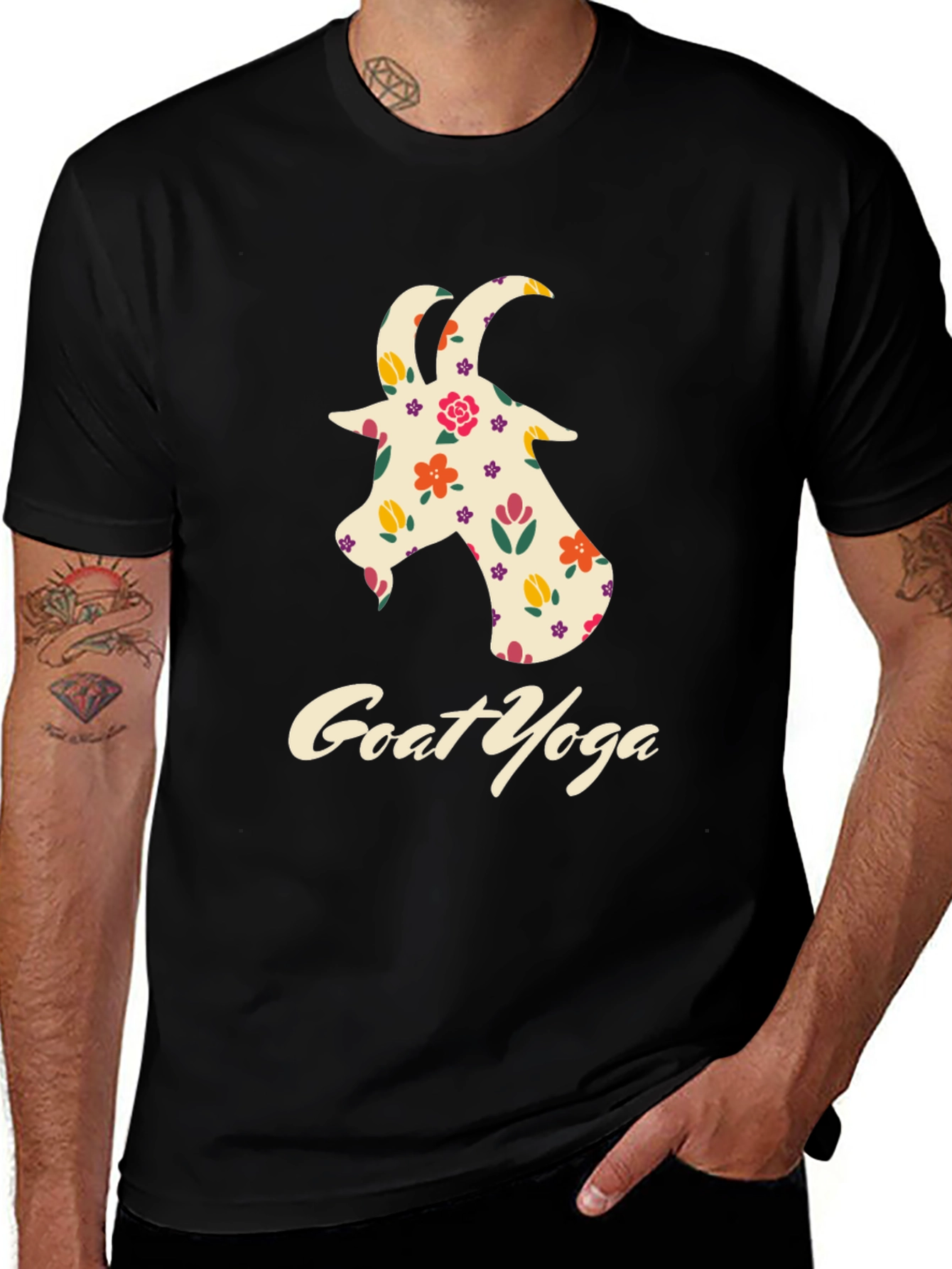 Floral Goat Yoga Graphic Tee