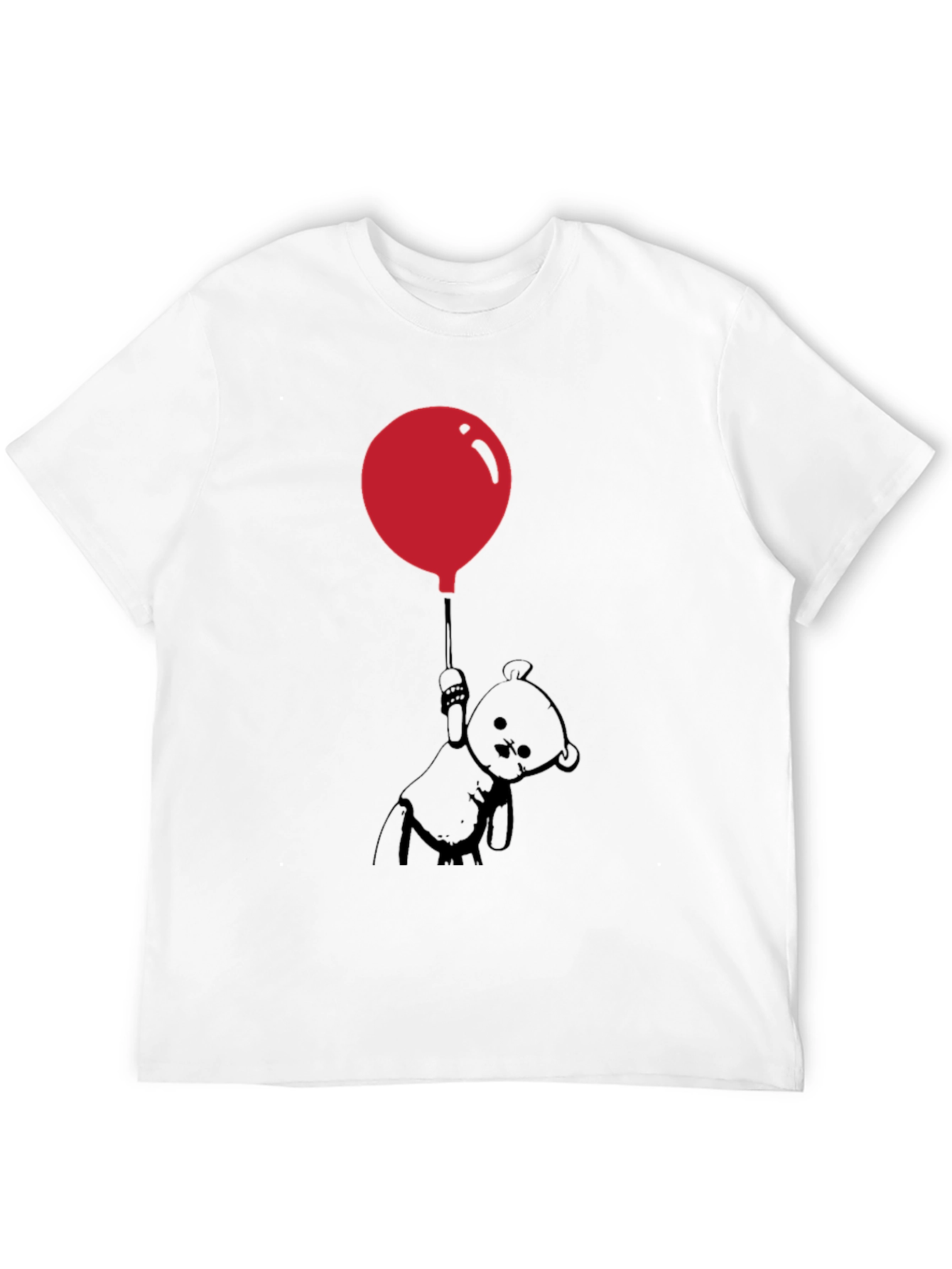 Whimsical Teddy Bear Balloon Graphic Tee - Black
