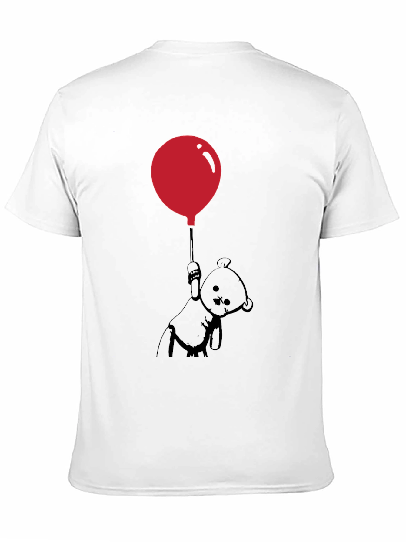 Whimsical Teddy Bear Balloon Graphic Tee - Black