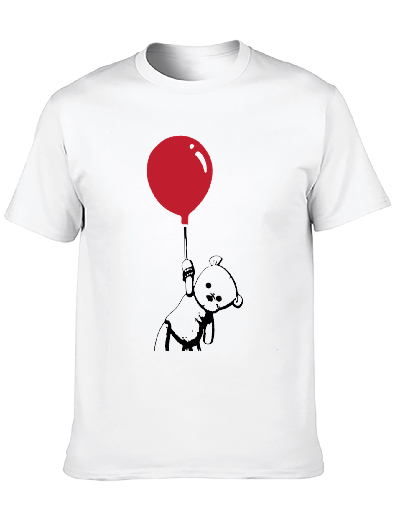 Whimsical Teddy Bear Balloon Graphic Tee - Black