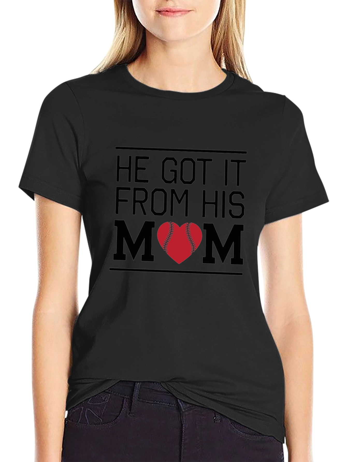 He Got It From His Mom Baseball Heart T-Shirt