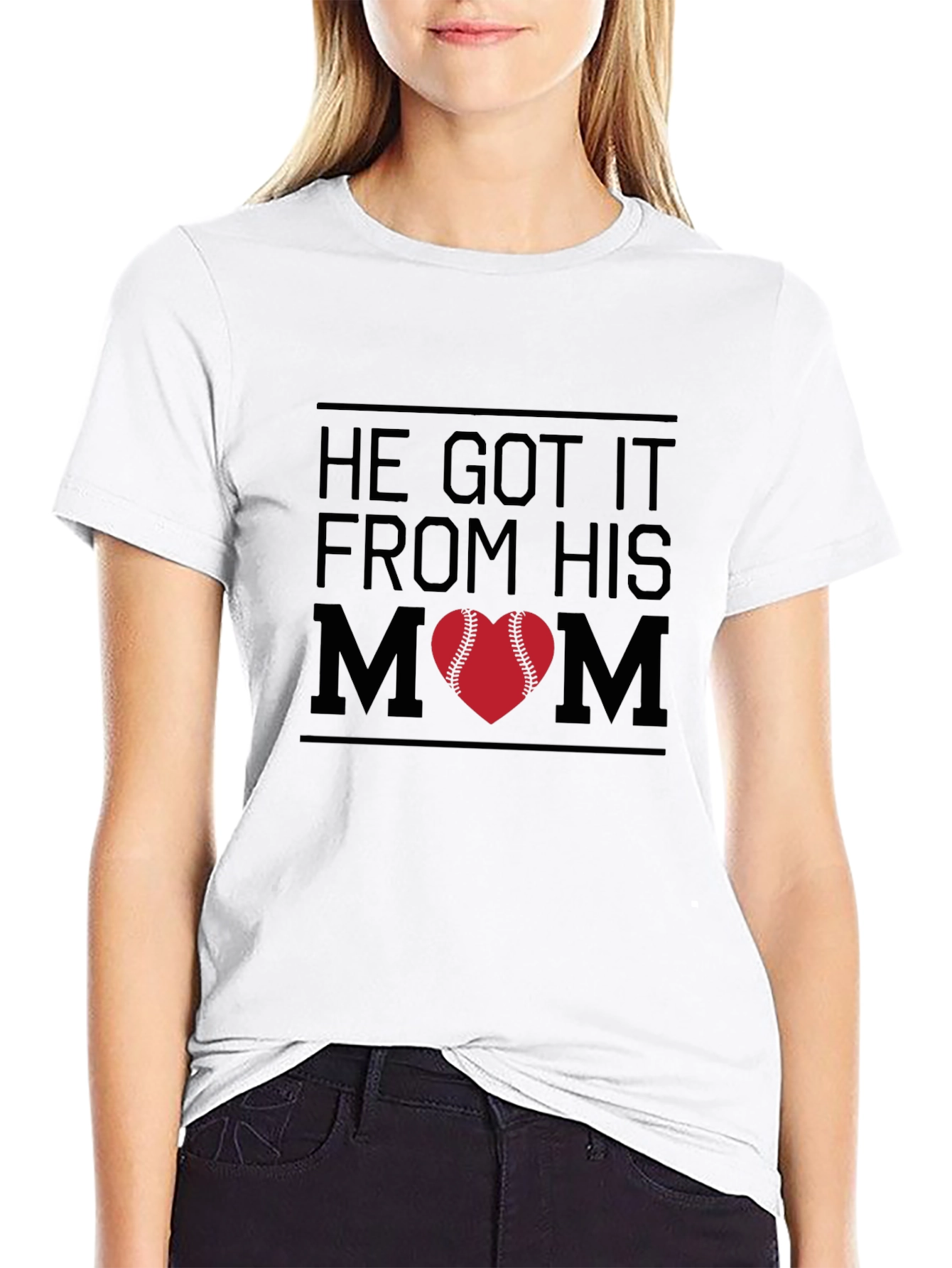 He Got It From His Mom Baseball Heart T-Shirt