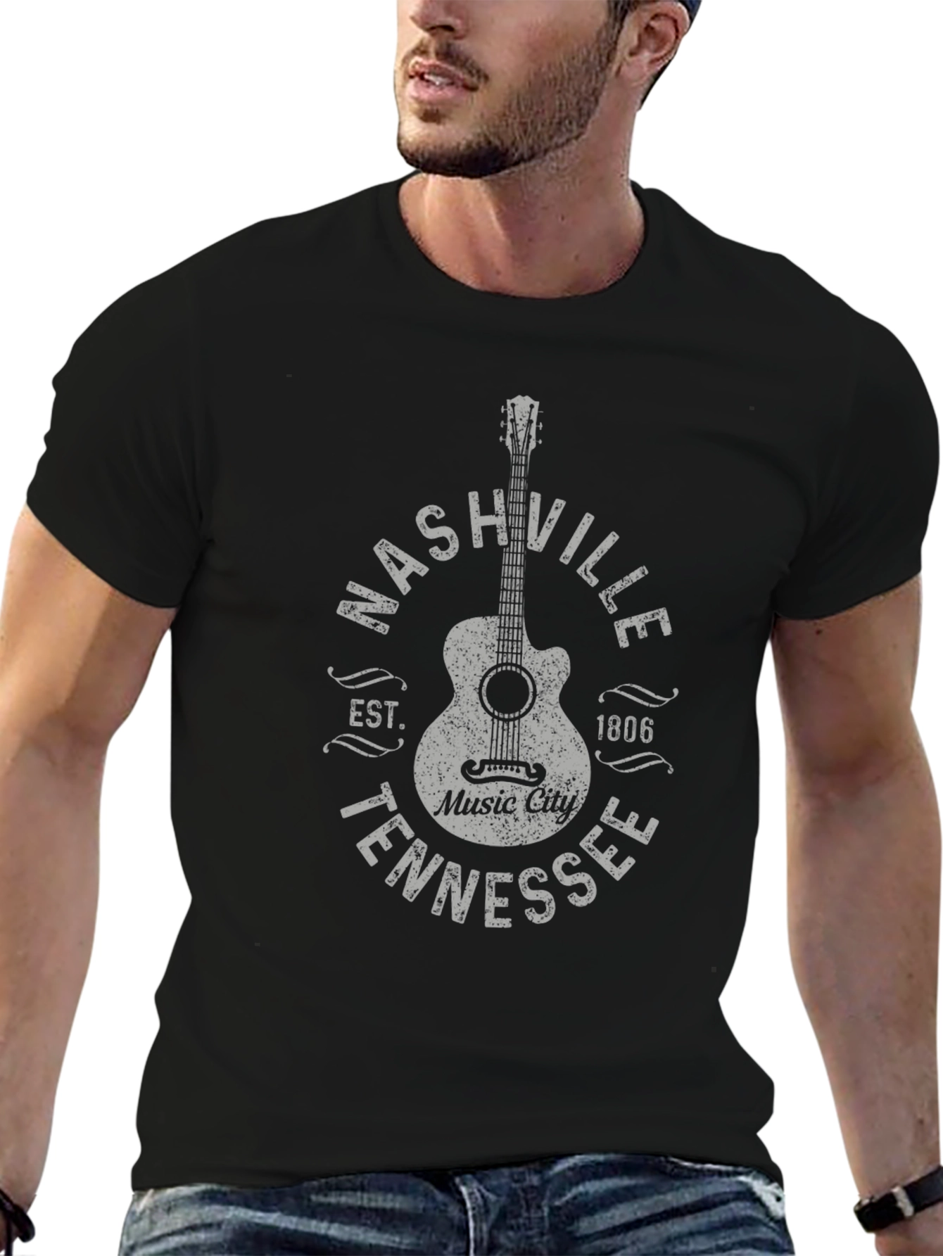 Nashville Tennessee Music City Guitar T-Shirt