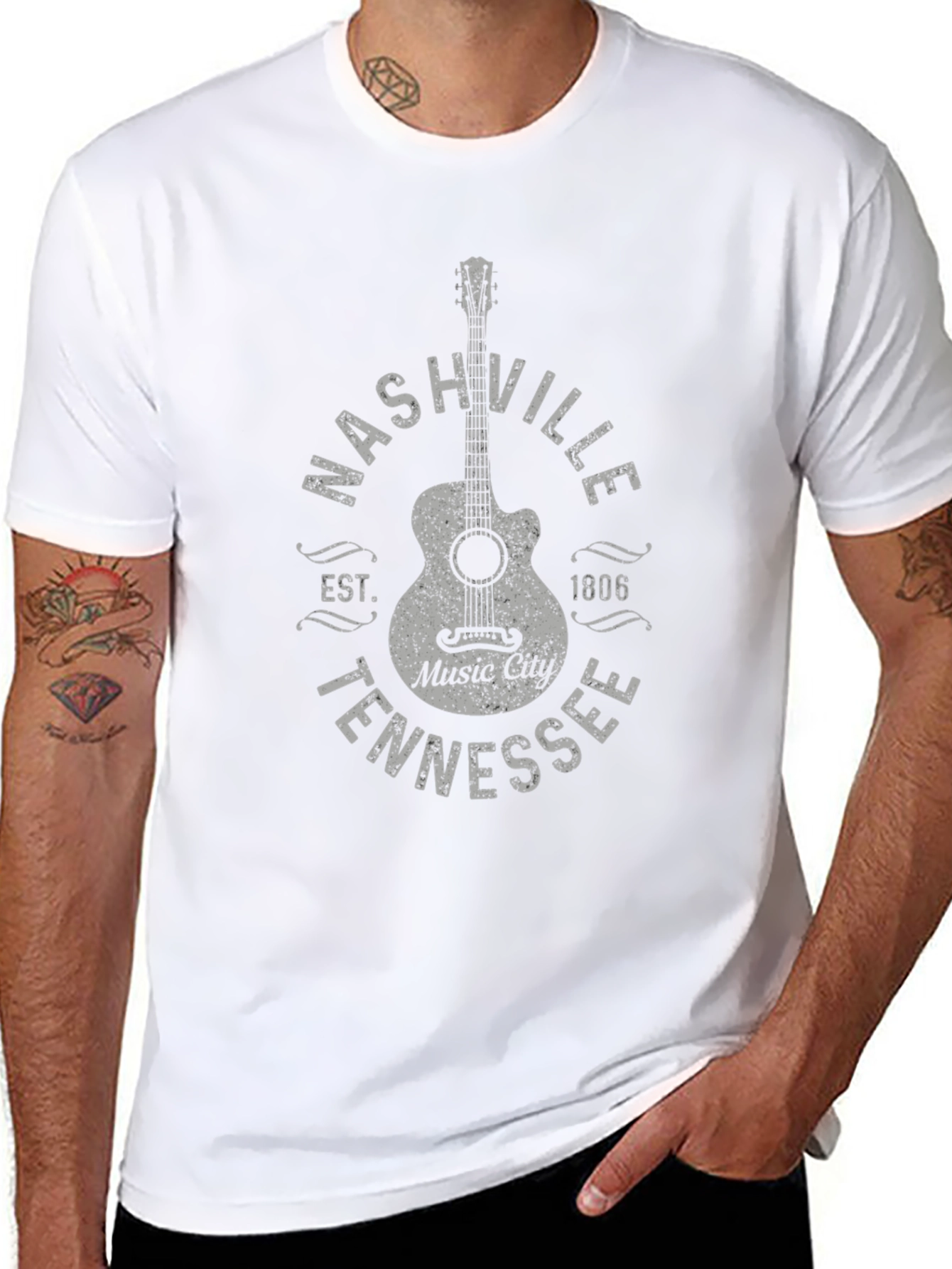 Nashville Tennessee Music City Guitar T-Shirt