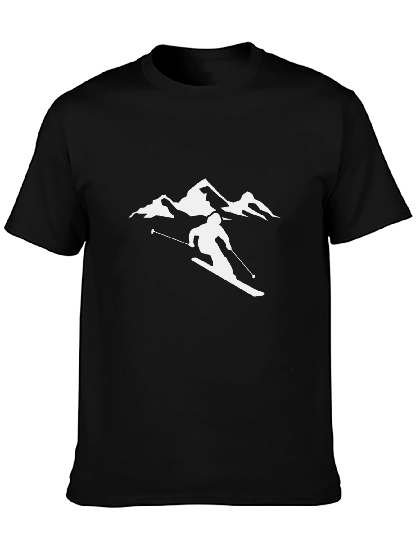 Skiing Mountain Graphic Tee - Black