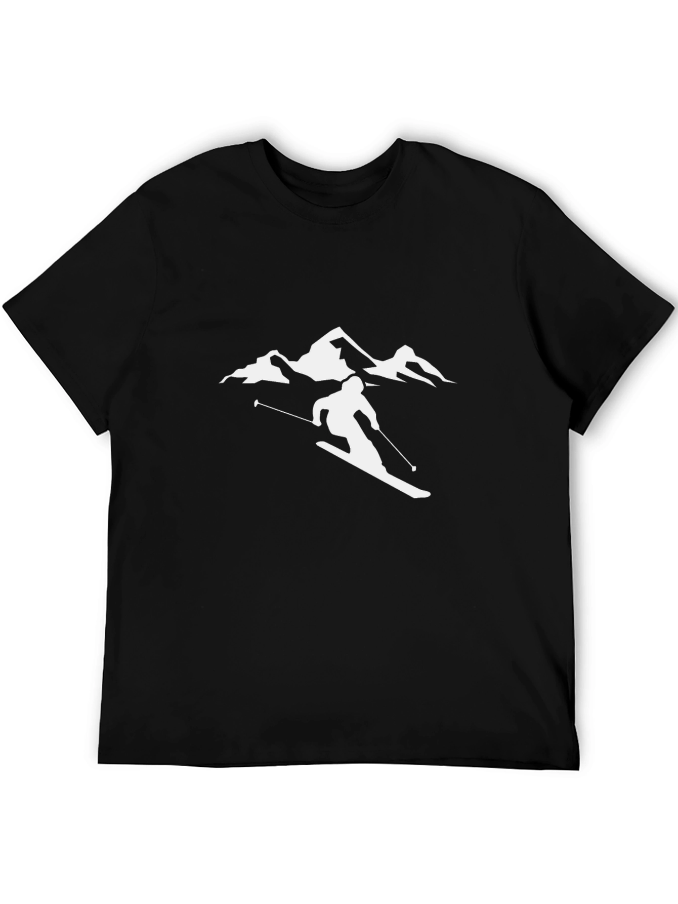 Skiing Mountain Graphic Tee - Black