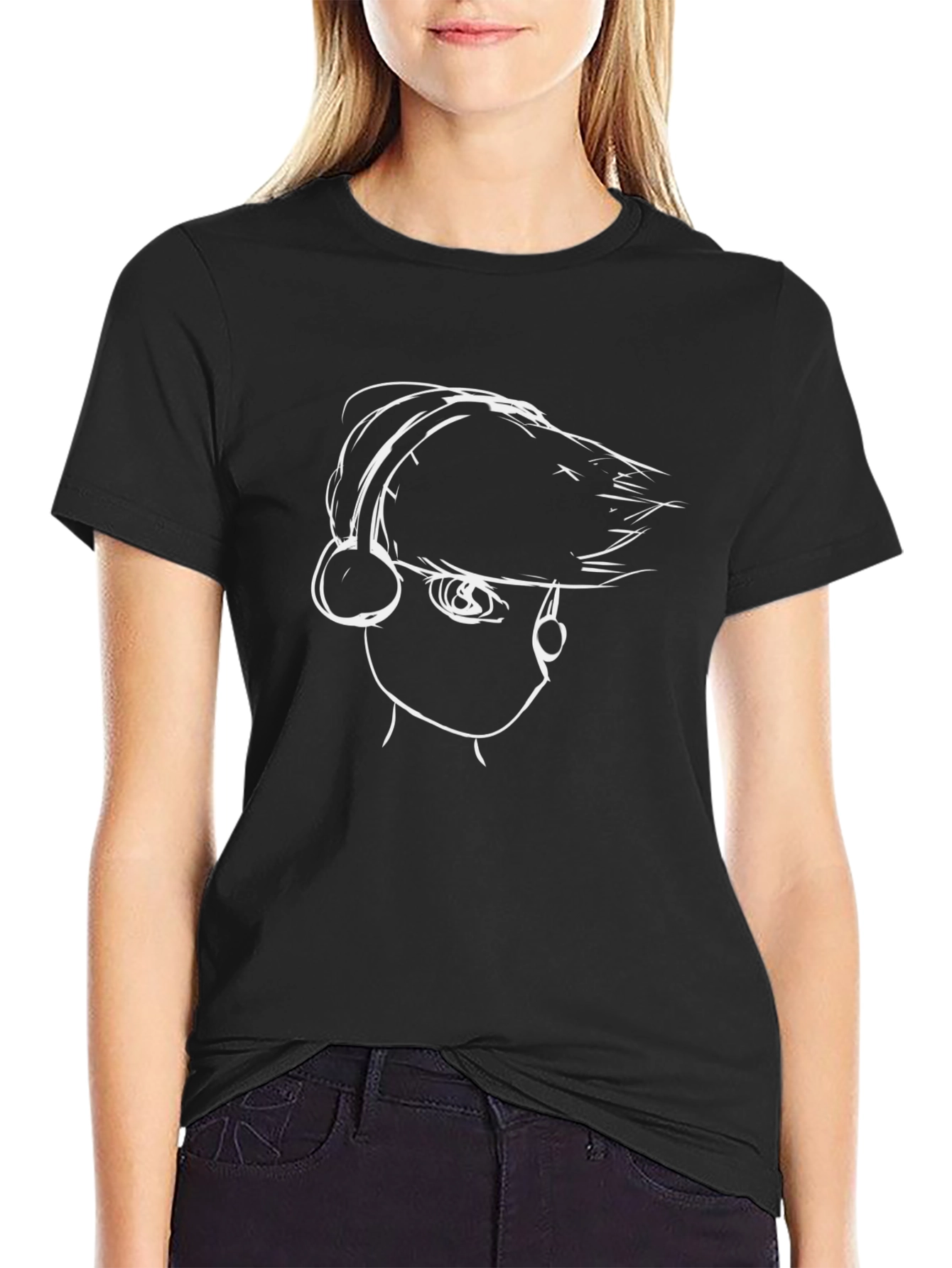Cool Cartoon Graphic Print Black T-Shirt