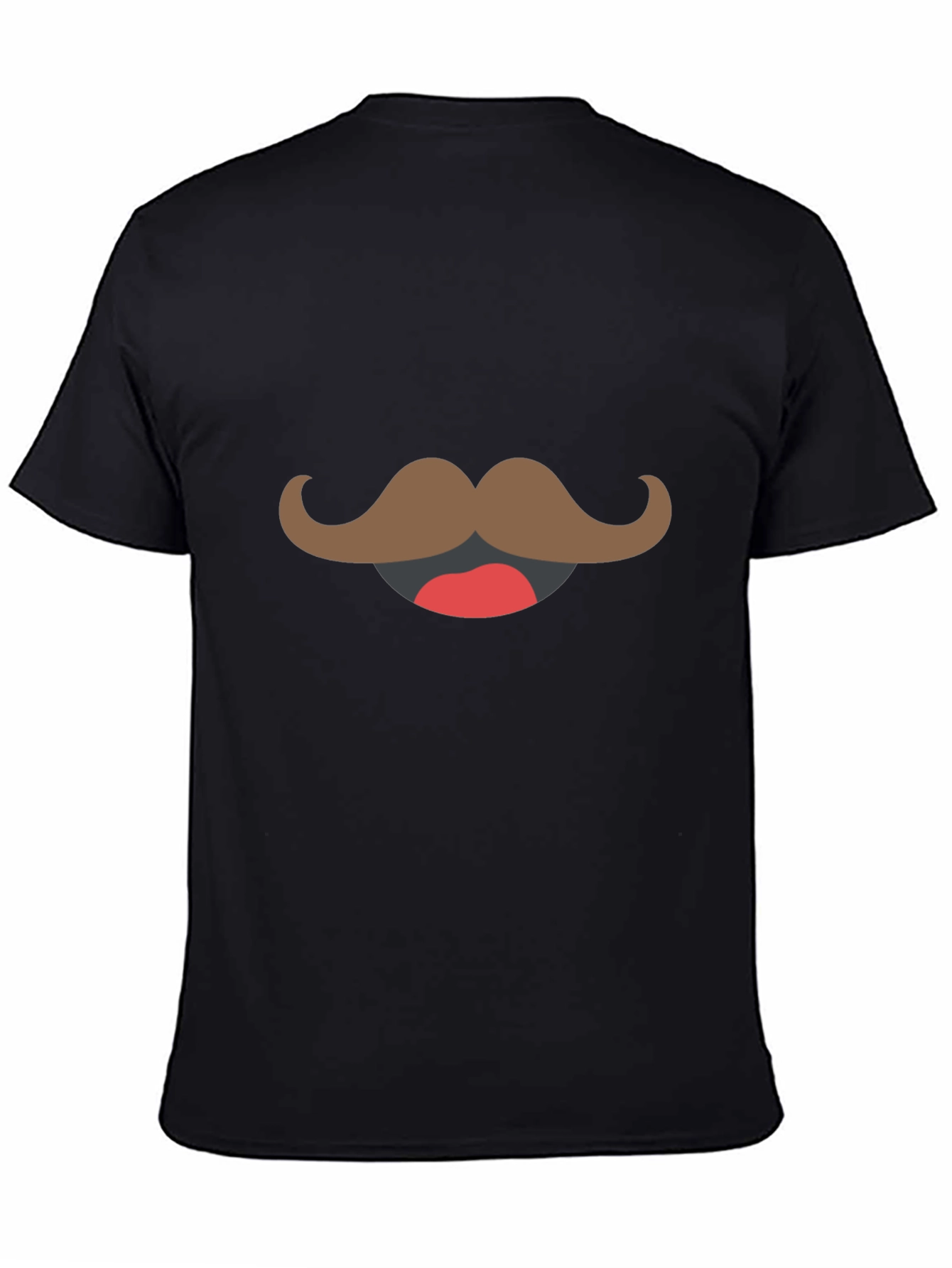 Mustache Graphic T-Shirt - Black Crew Neck Tee