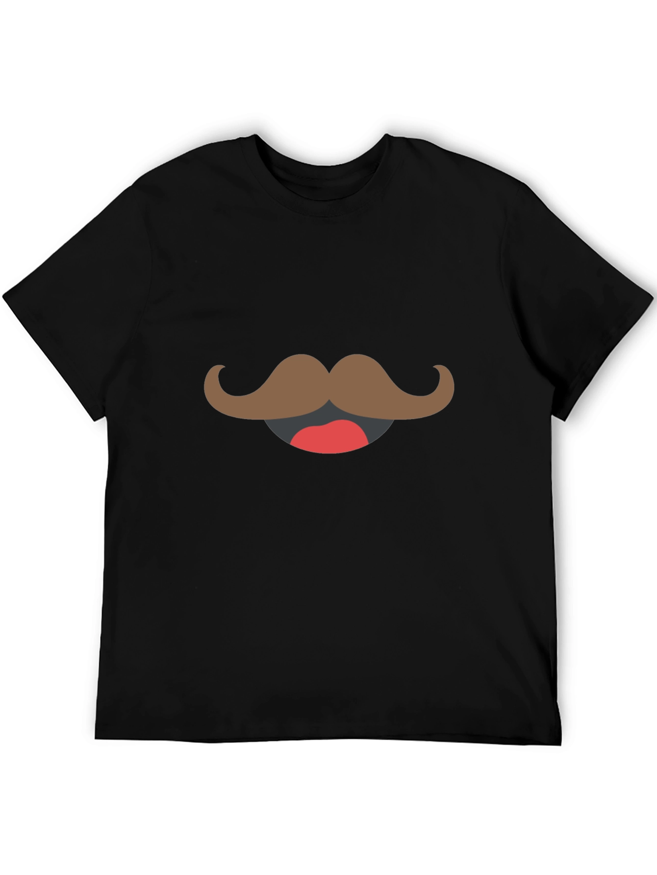 Mustache Graphic T-Shirt - Black Crew Neck Tee