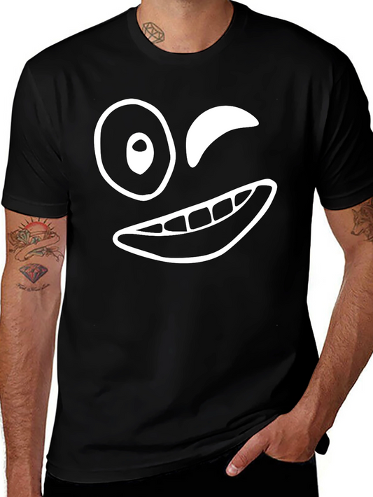 Winking Face Graphic Black T-Shirt