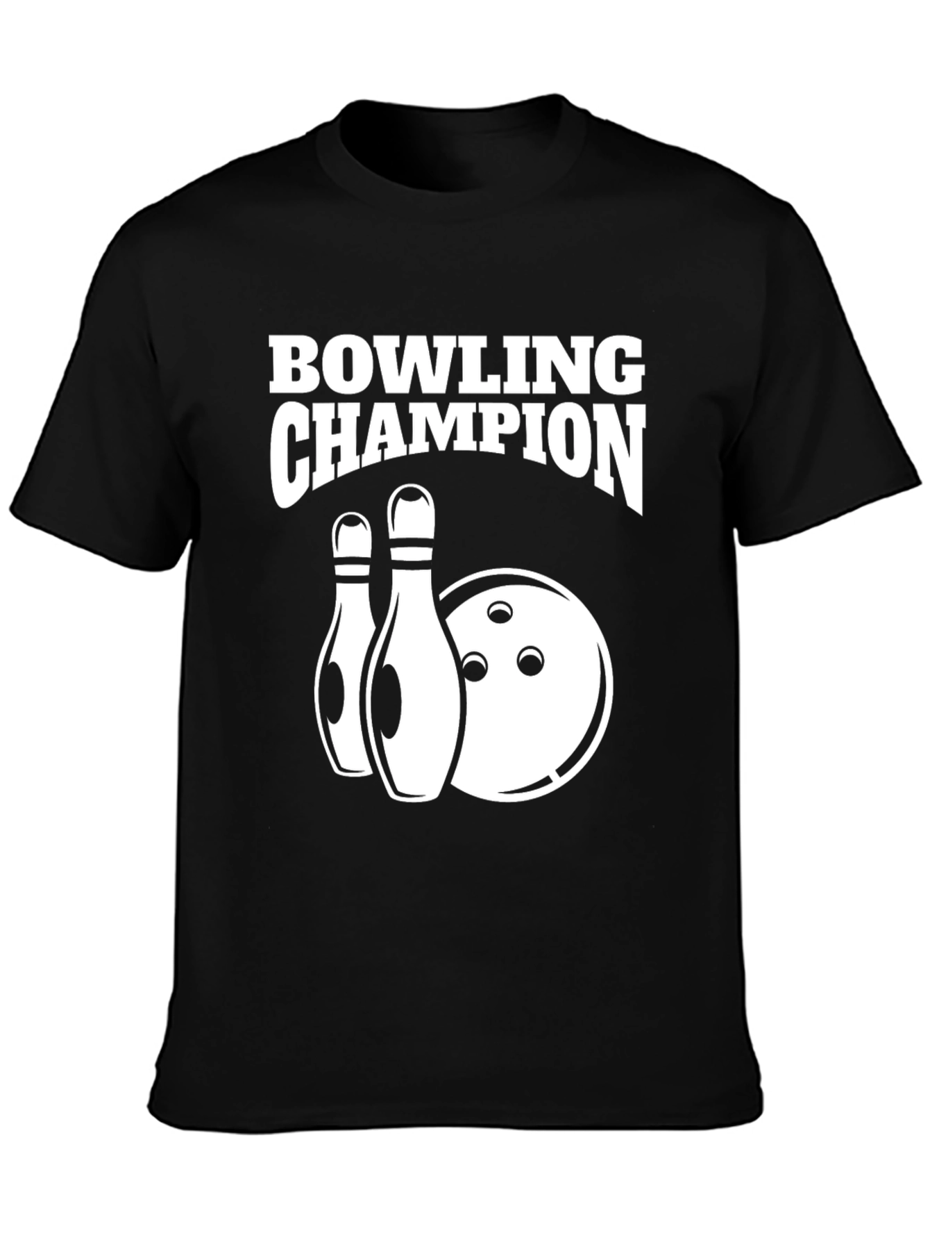 Bowling Champion Black Graphic T-Shirt