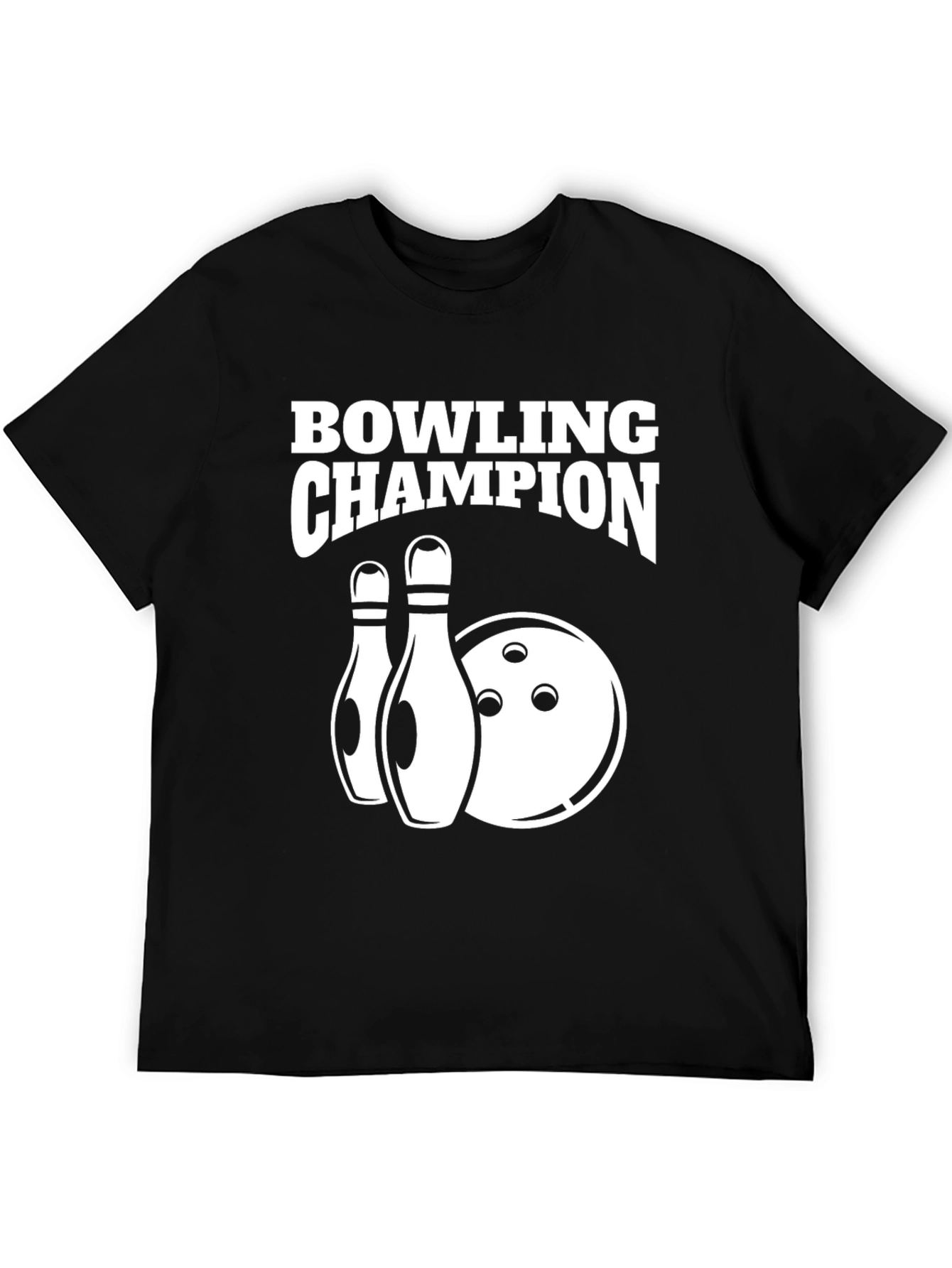 Bowling Champion Black Graphic T-Shirt
