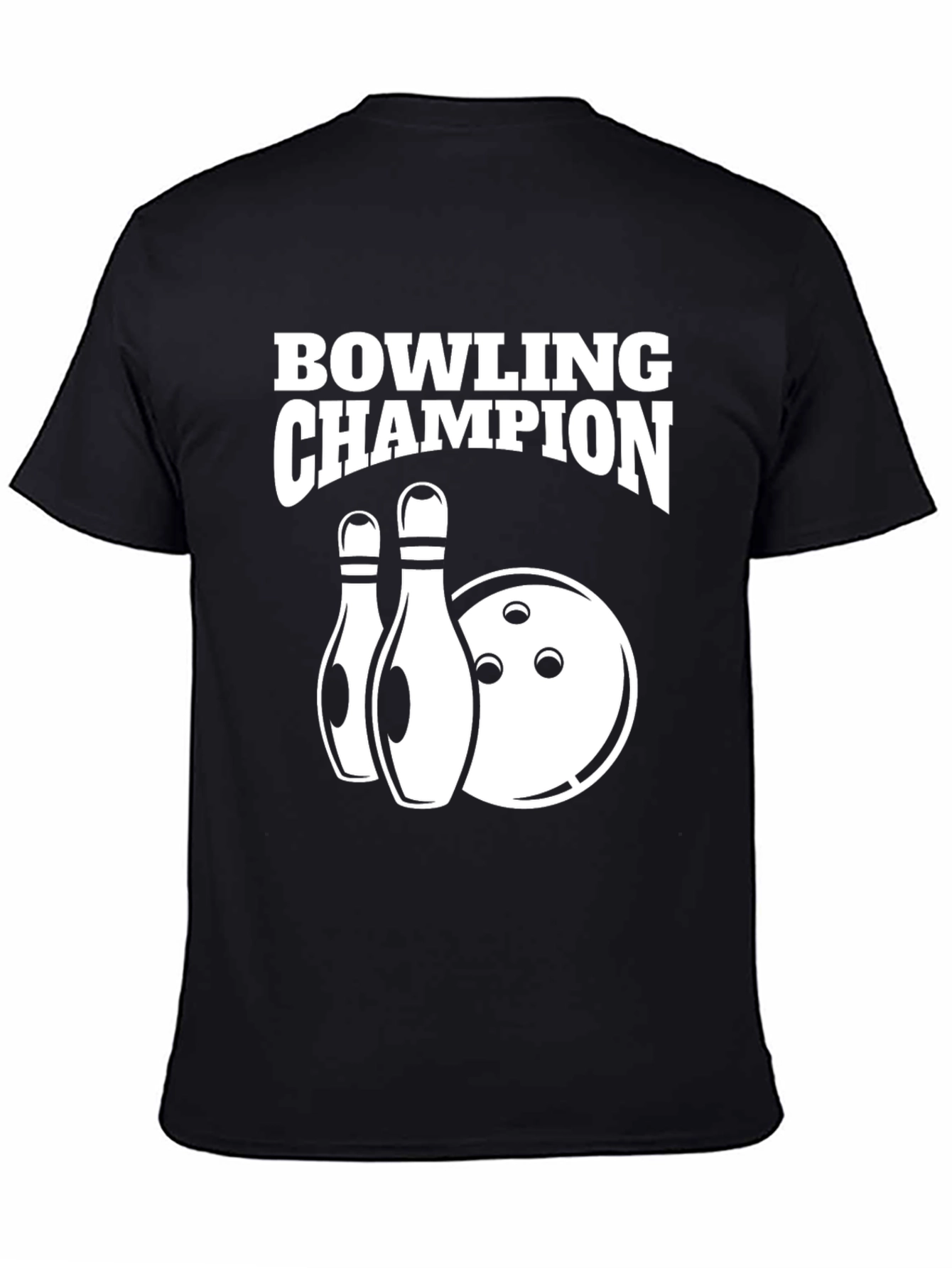 Bowling Champion Black Graphic T-Shirt