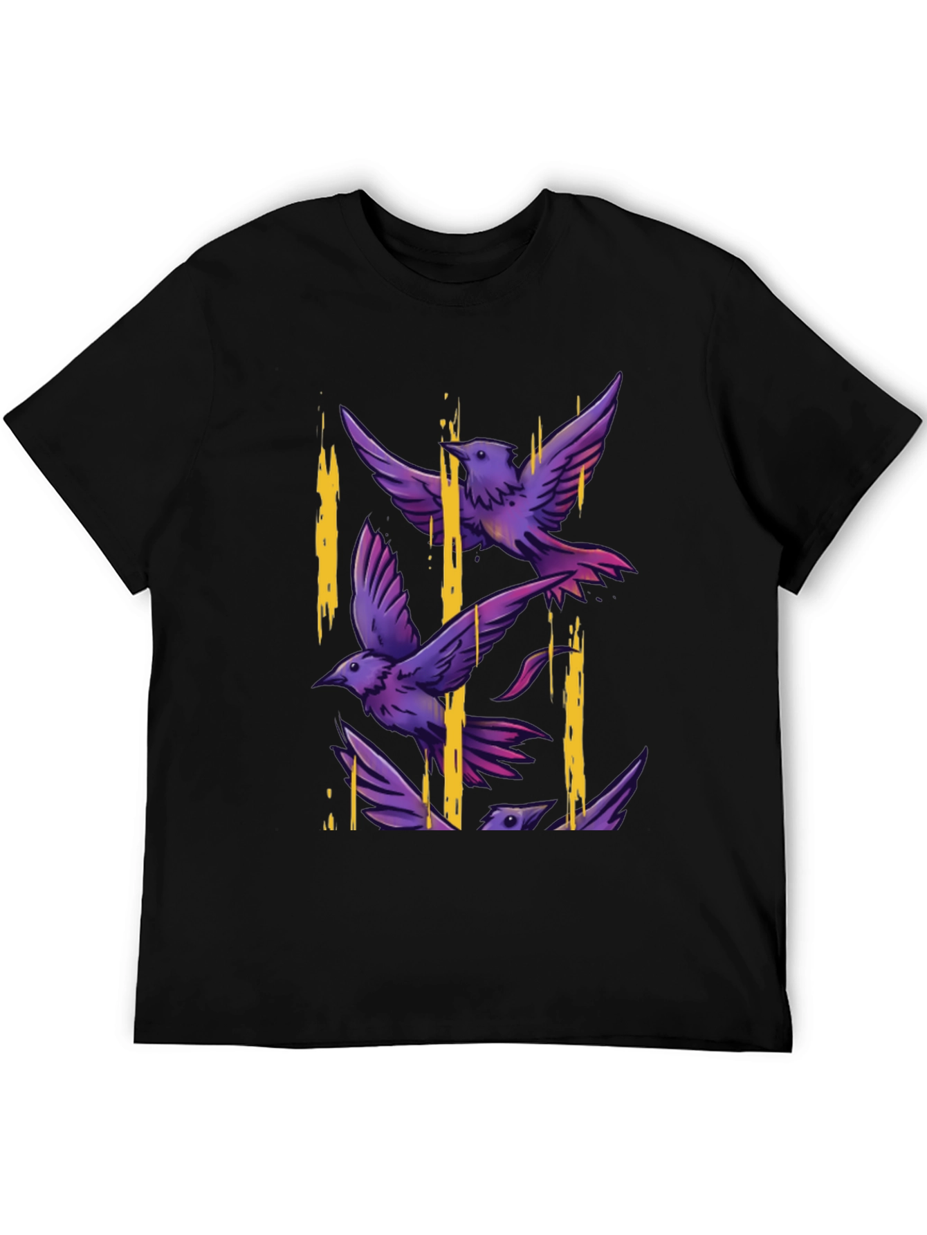 Birds Graphic Print T-Shirt - Casual Style