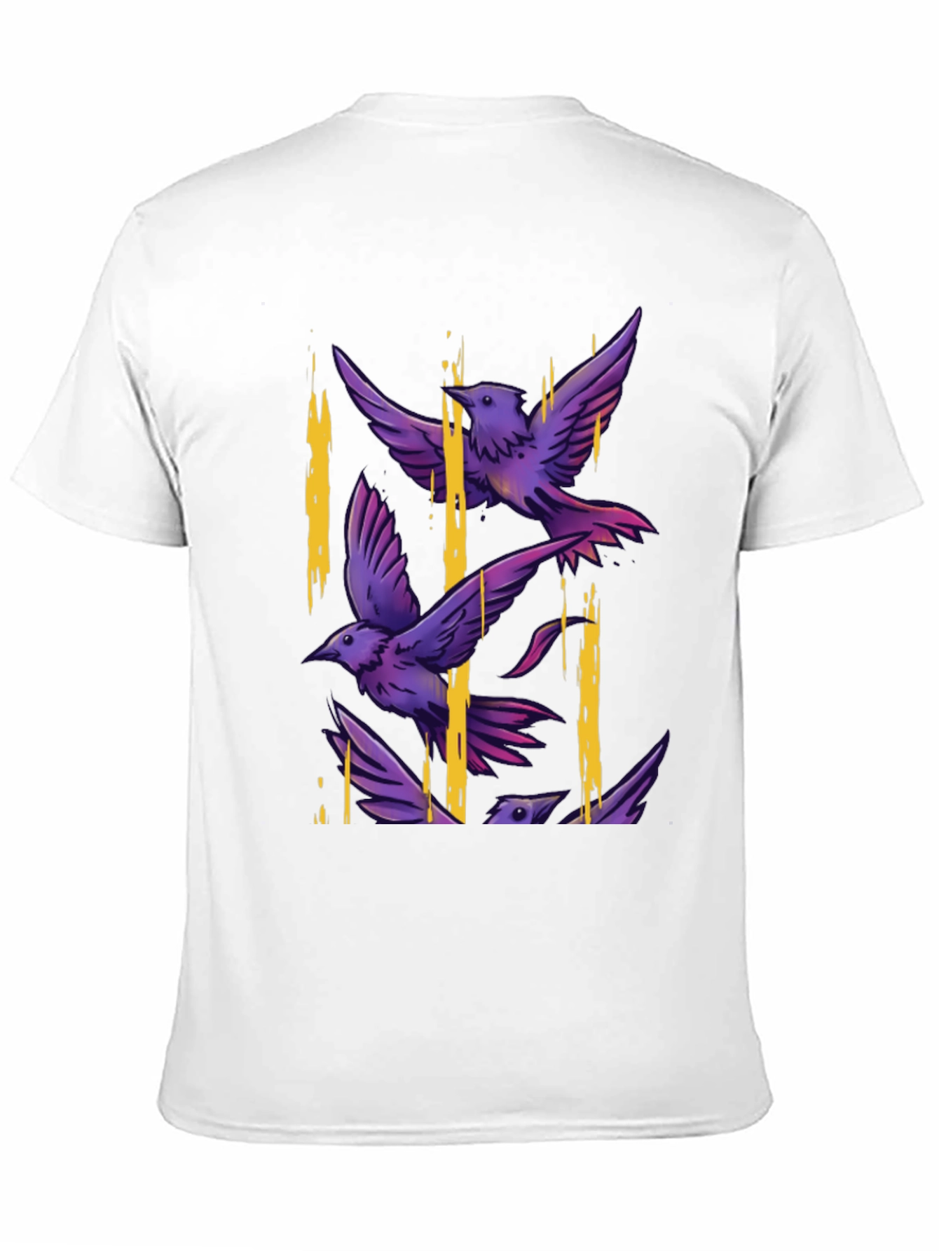 Birds Graphic Print T-Shirt - Casual Style