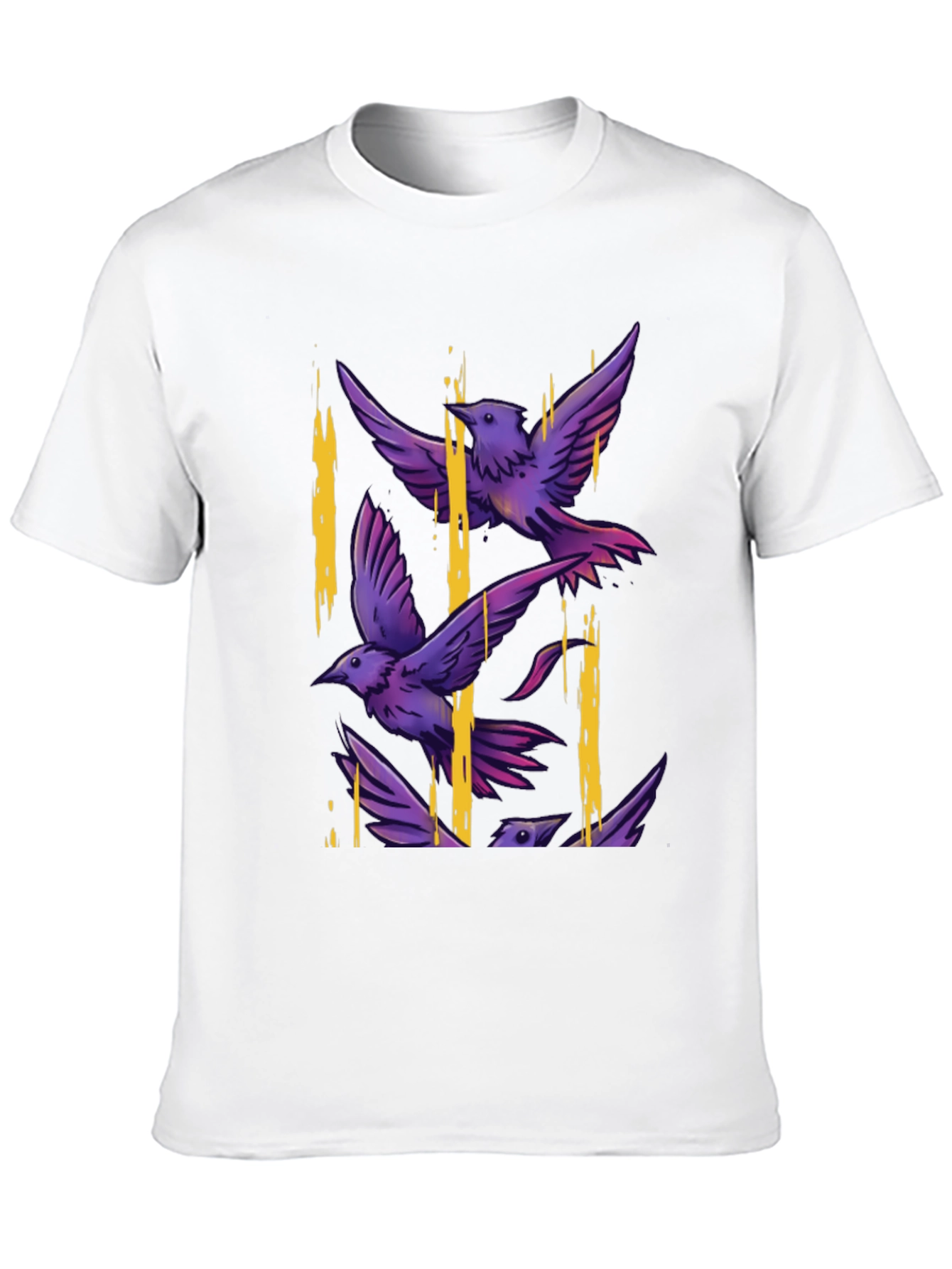 Birds Graphic Print T-Shirt - Casual Style