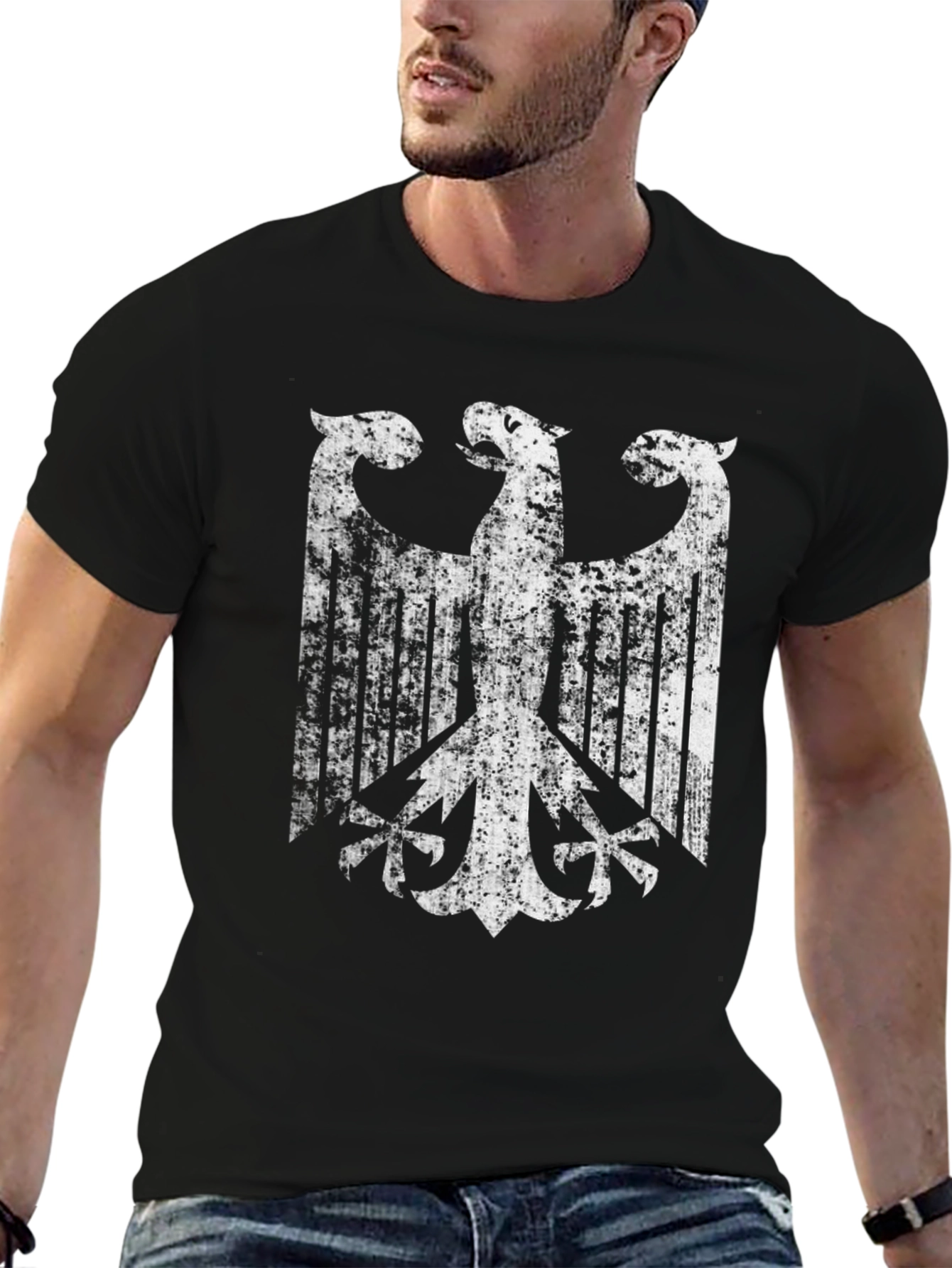 Distressed Eagle Graphic Black T-Shirt