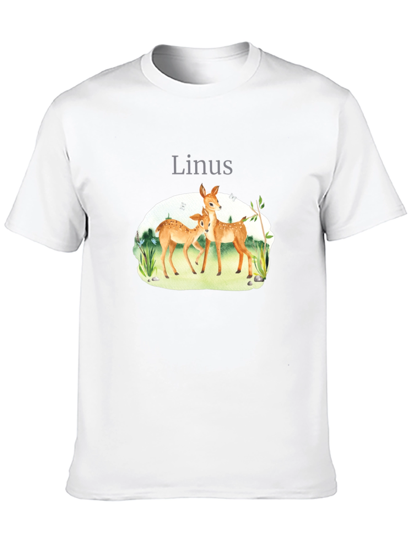 Linus Deer Graphic Tee - Black Cotton Blend T-Shirt