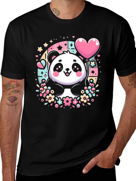 Kawaii Panda Heart Balloon Graphic Tee