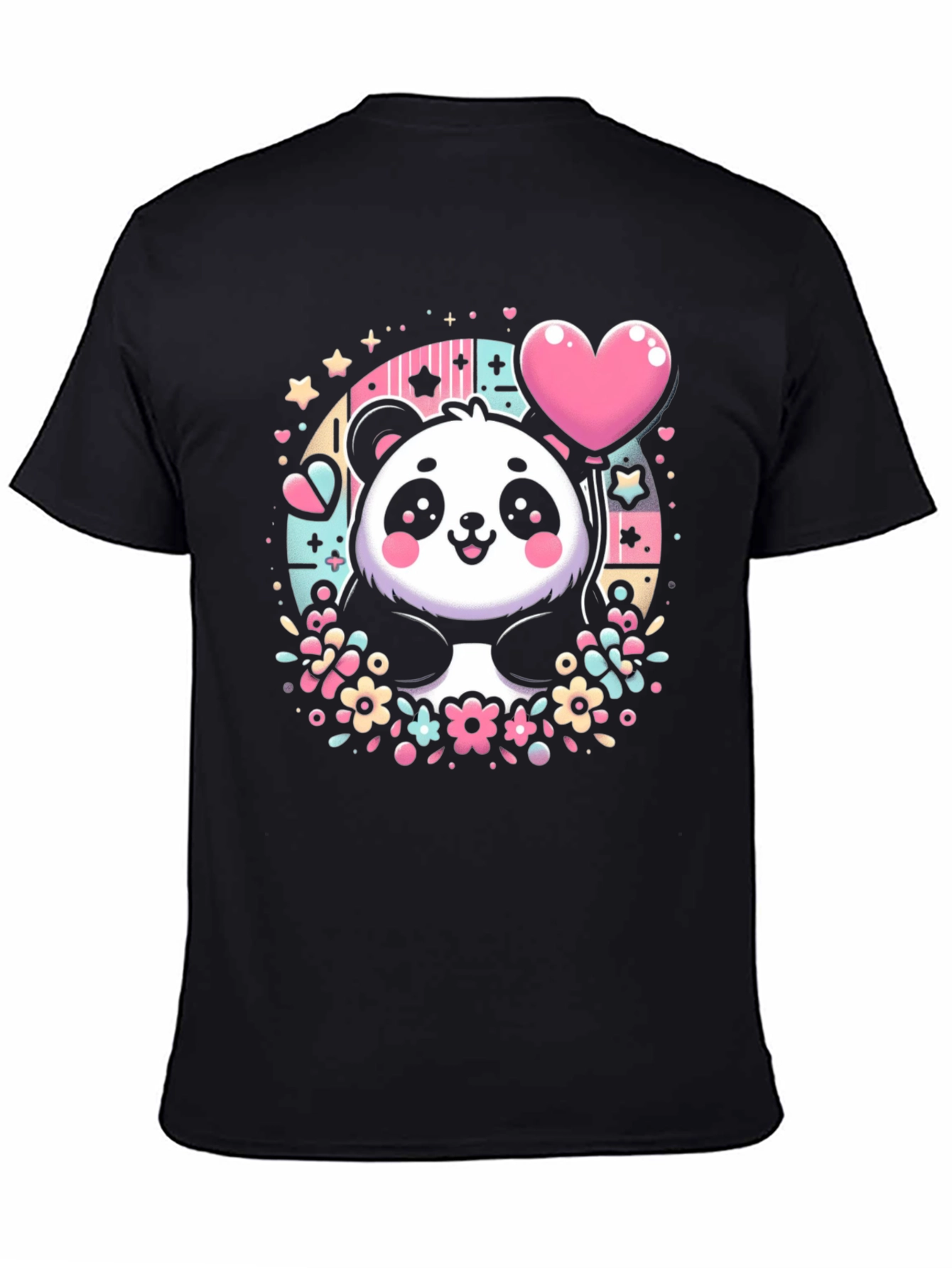 Kawaii Panda Heart Balloon Graphic Tee