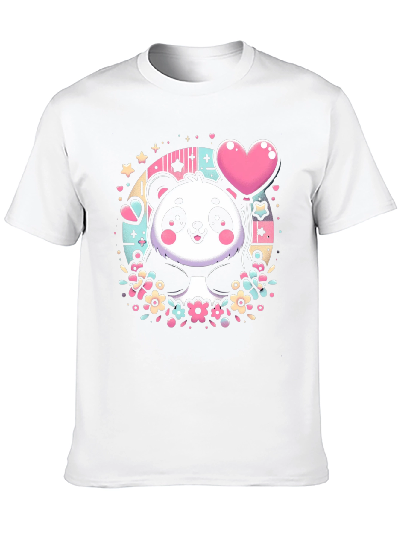 Kawaii Panda Heart Balloon Graphic Tee