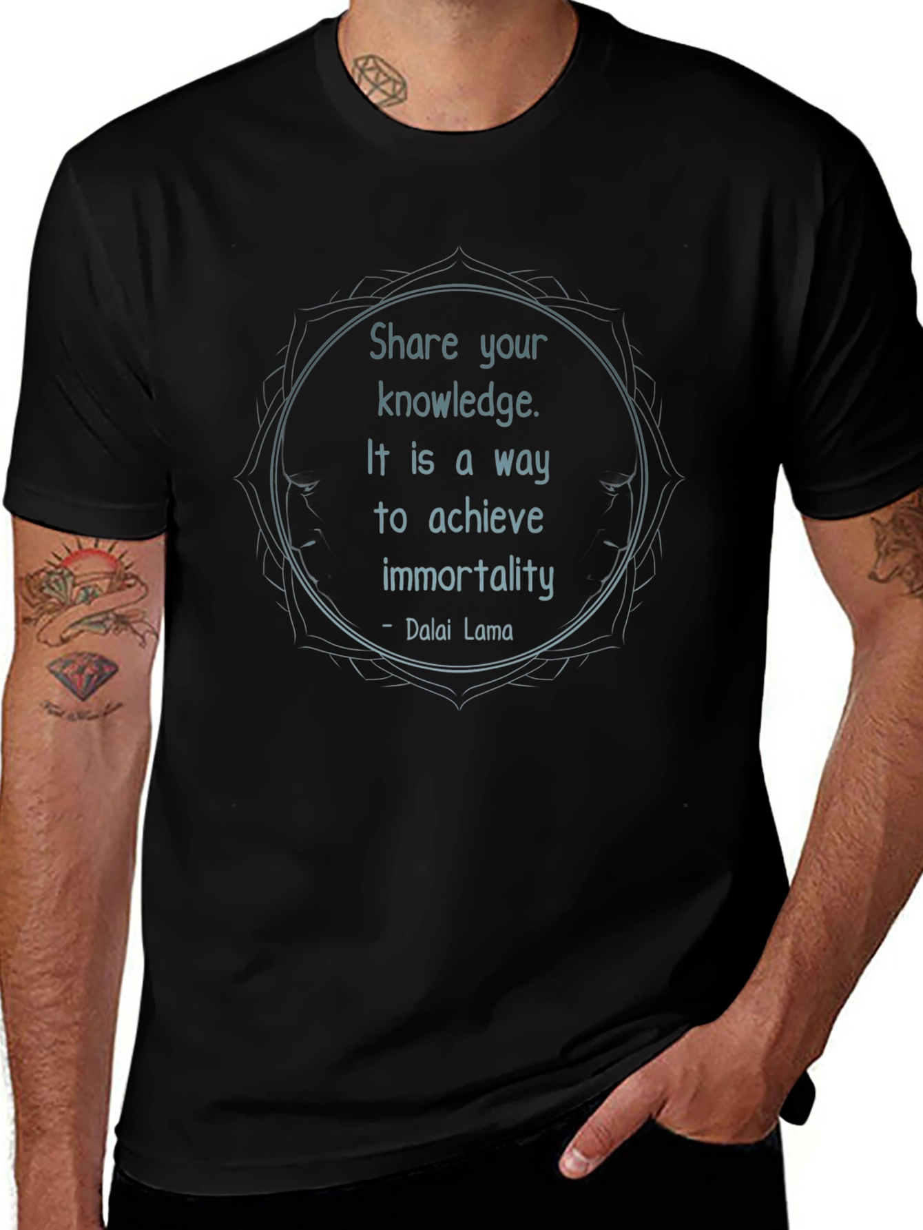 Share Knowledge Black T-Shirt - Dalai Lama Quote