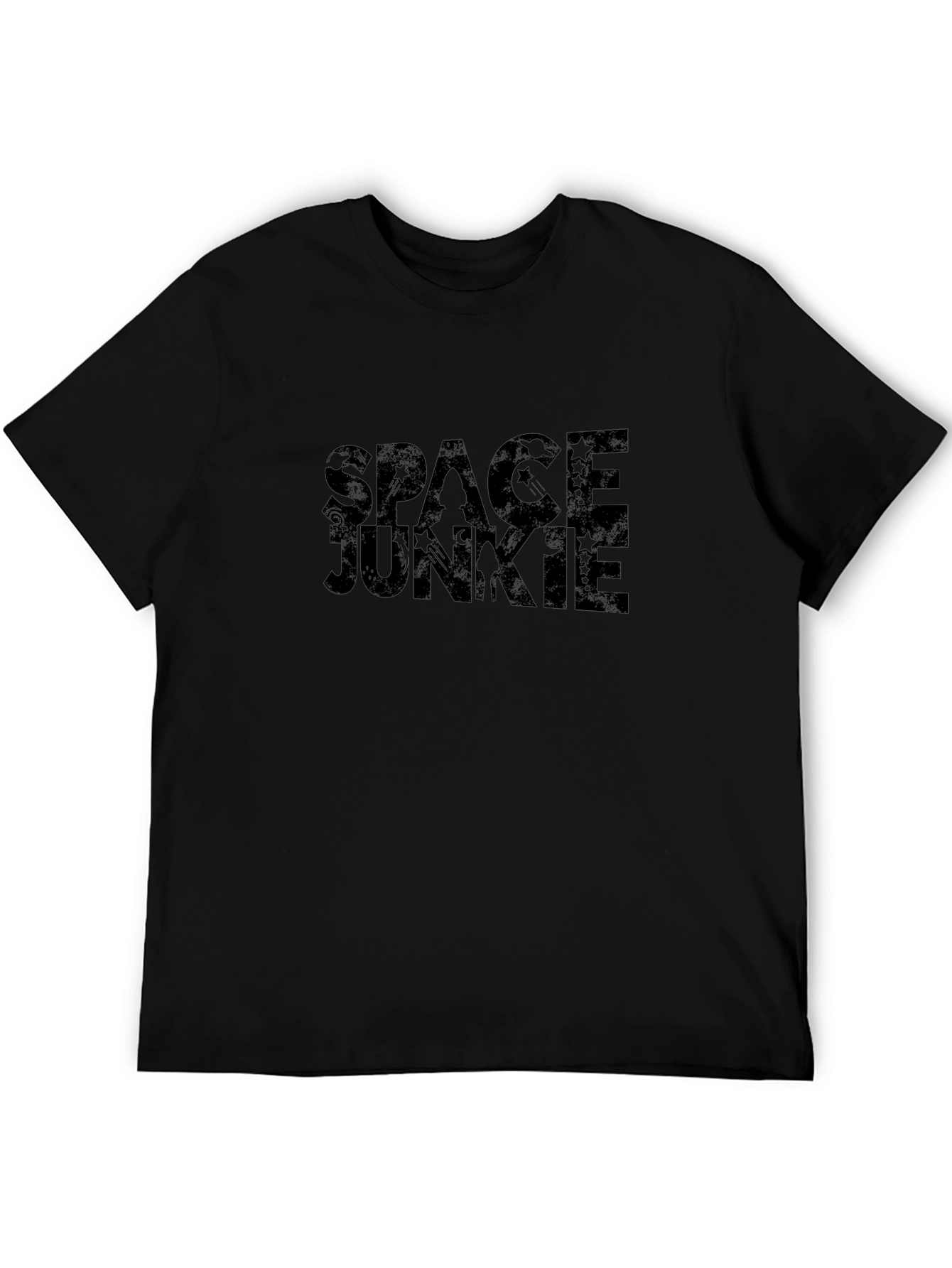 Space Junkie Graphic Print Black T-Shirt
