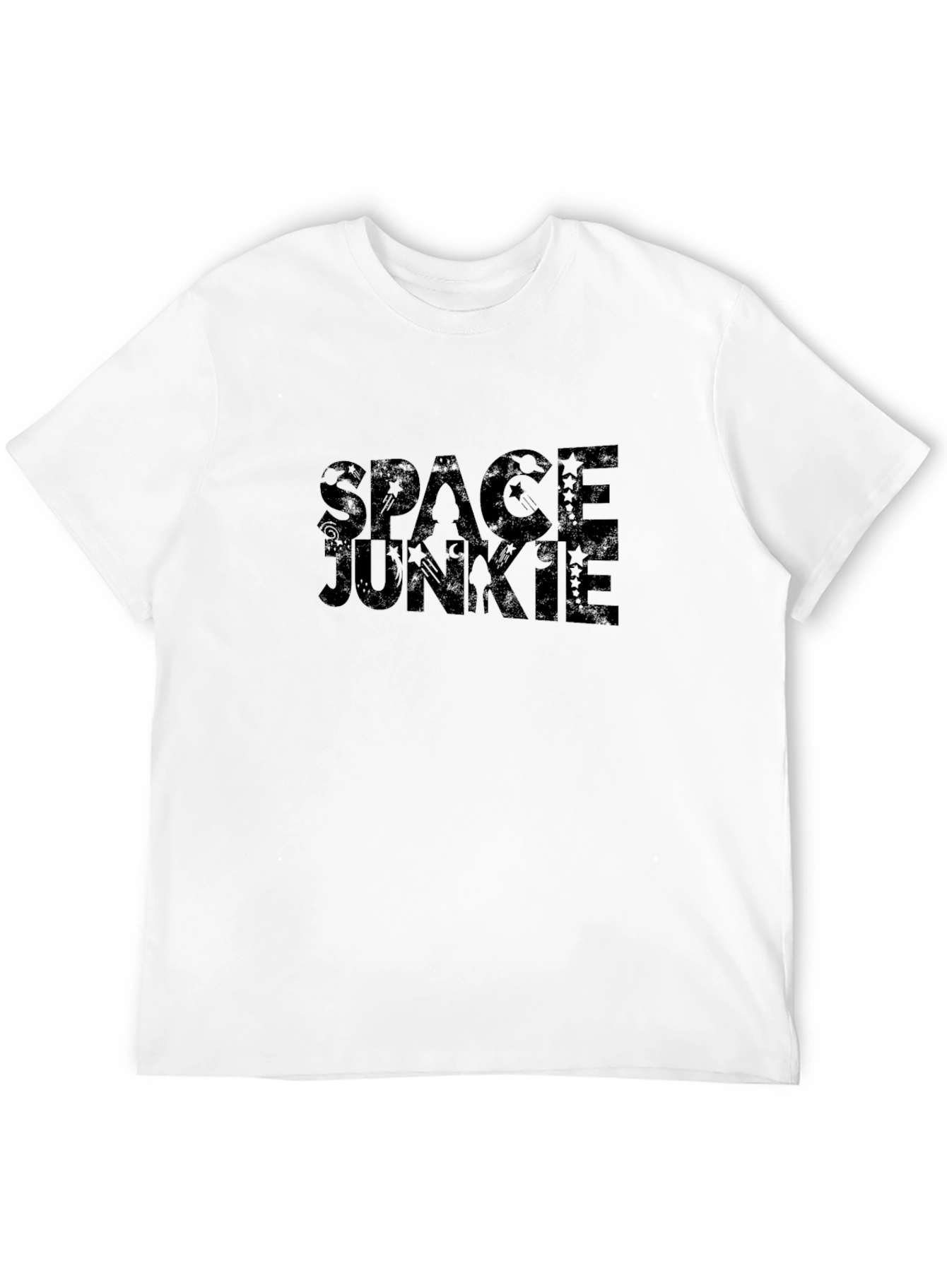 Space Junkie Graphic Print Black T-Shirt