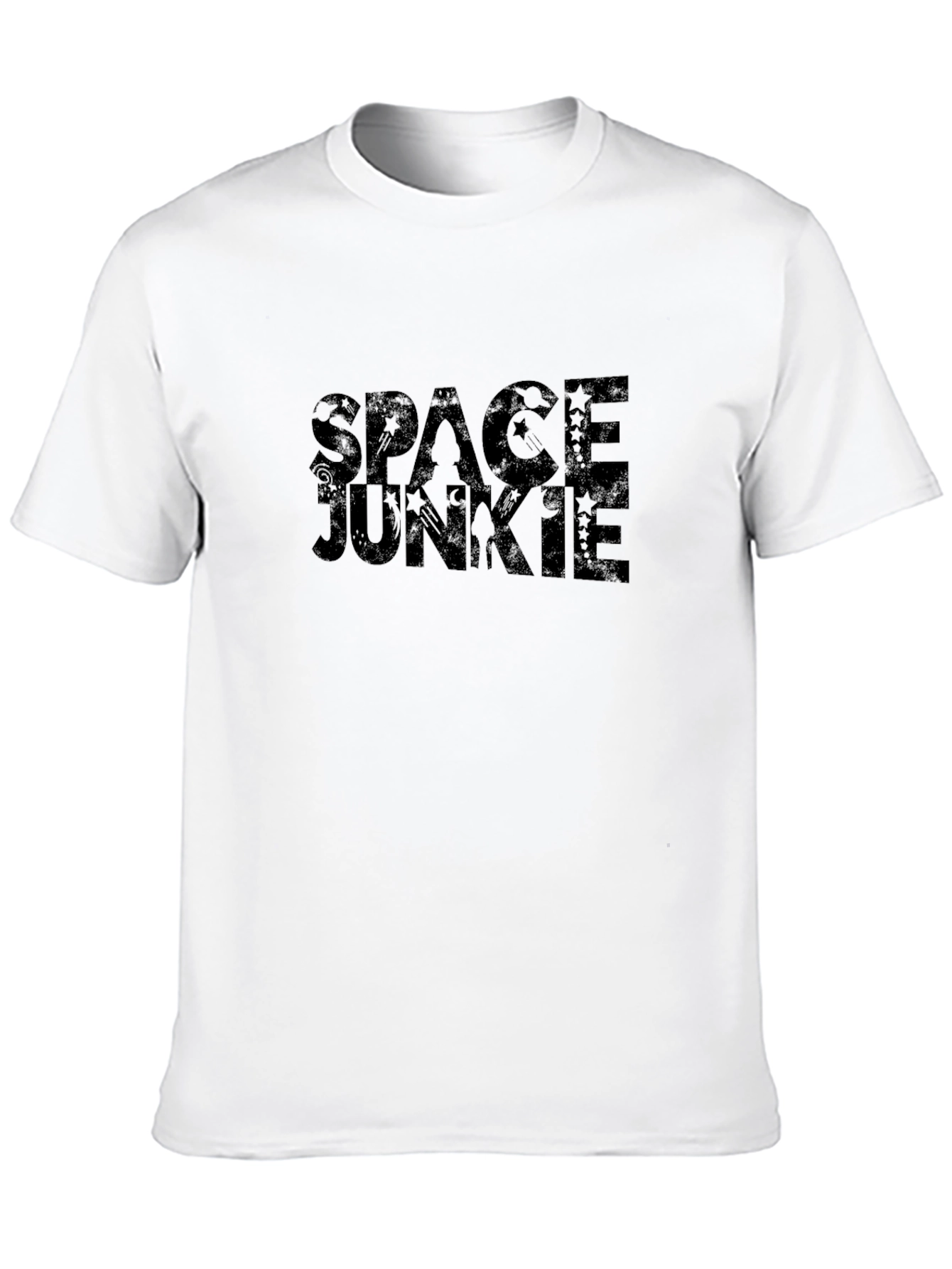 Space Junkie Graphic Print Black T-Shirt