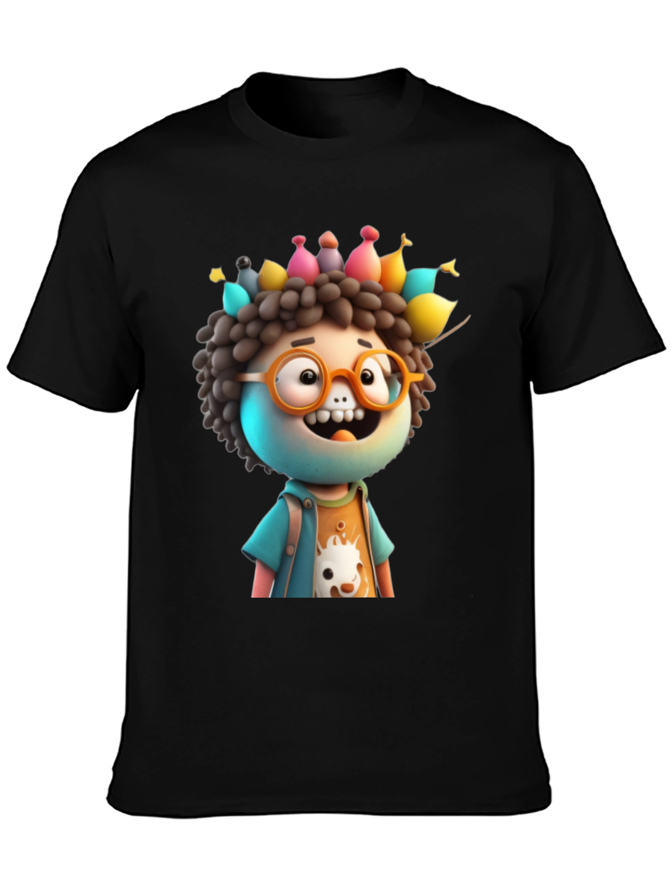 Cartoon Character Graphic Black T-Shirt