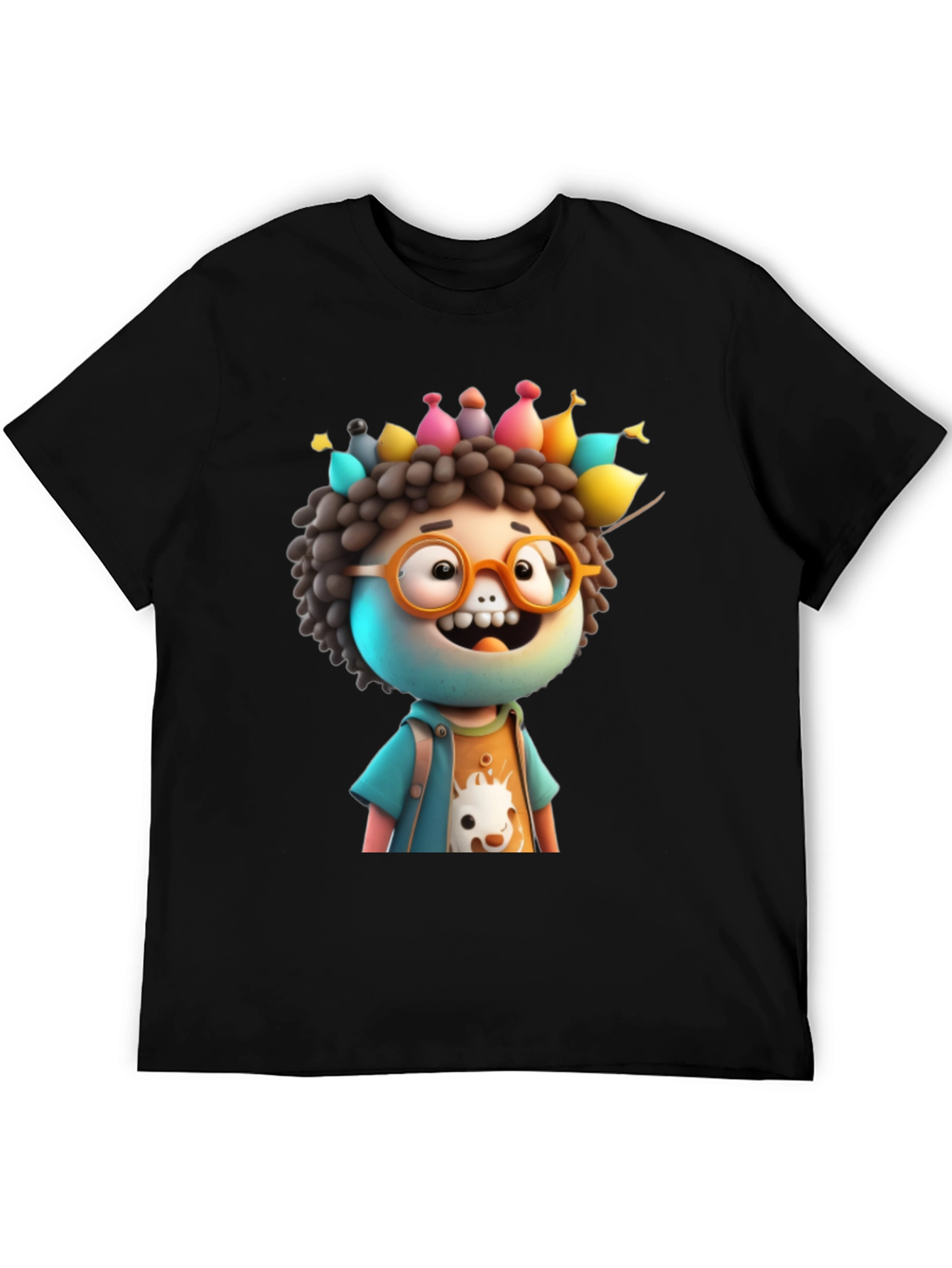 Cartoon Character Graphic Black T-Shirt