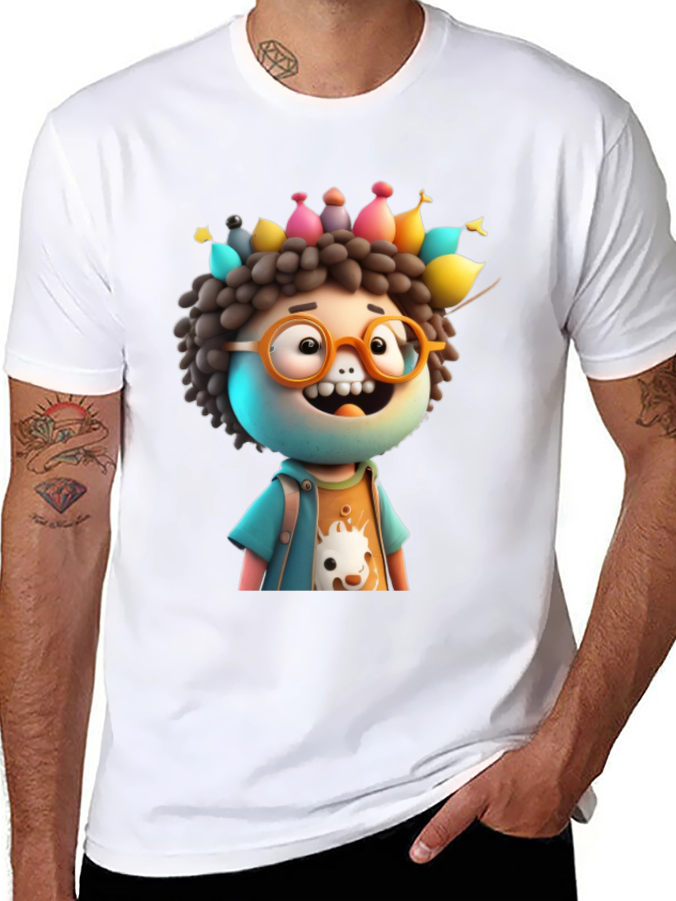 Cartoon Character Graphic Black T-Shirt