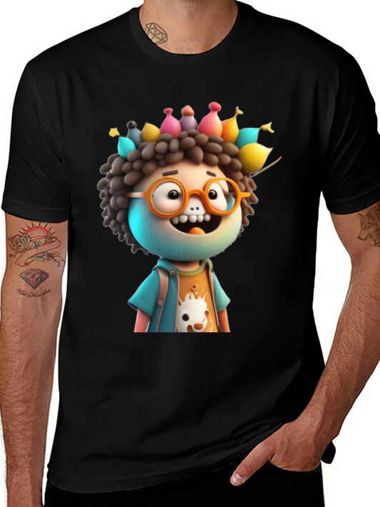 Cartoon Character Graphic Black T-Shirt