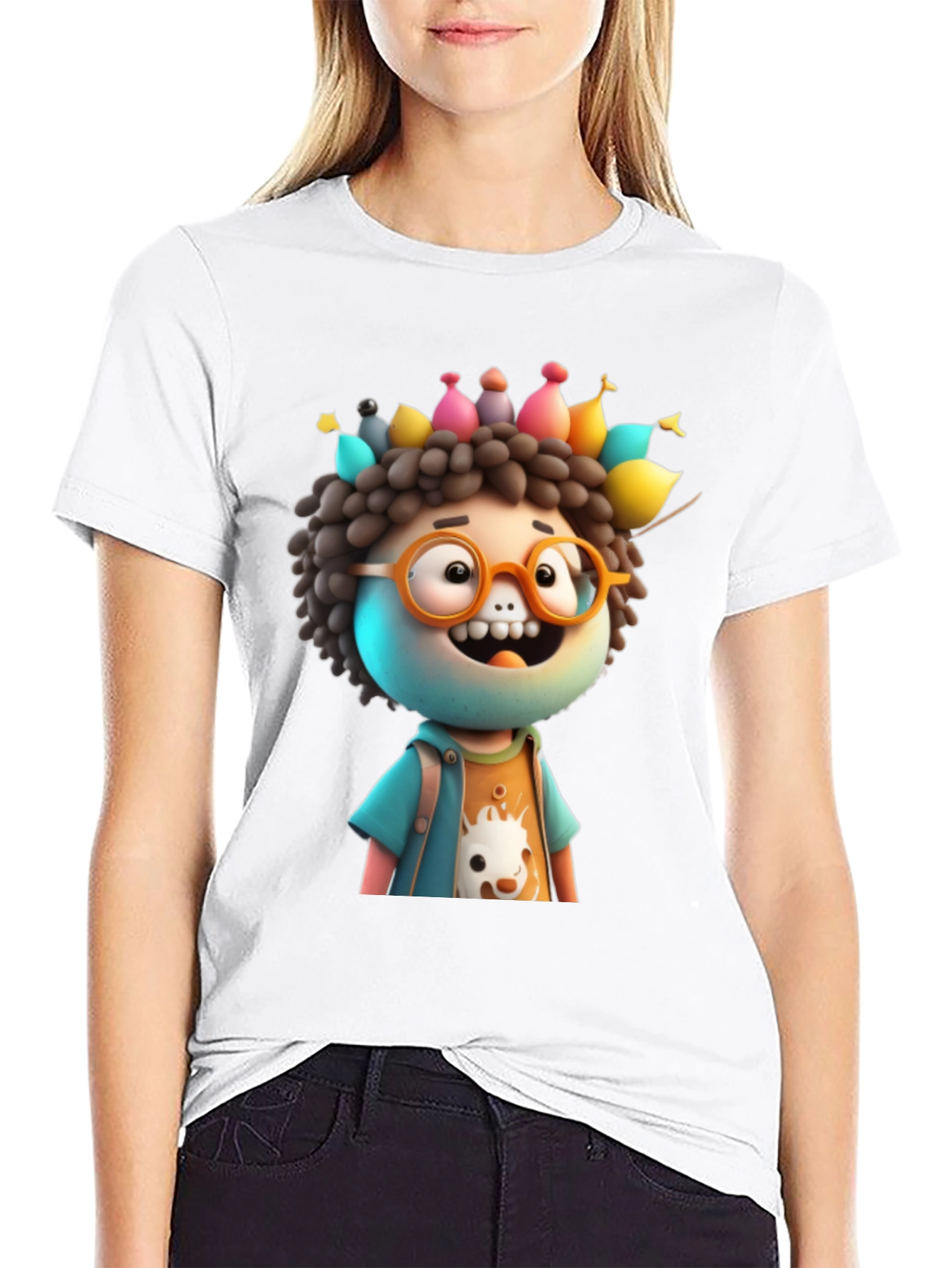 Cartoon Character Graphic Black T-Shirt