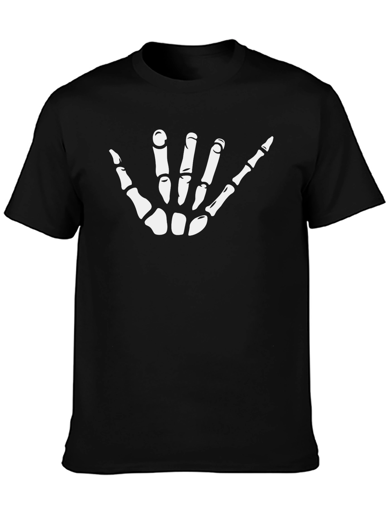 Hang Loose Skeleton Hand Graphic Tee - Black