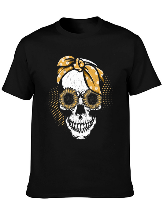 Sunflower Skull Graphic T-Shirt