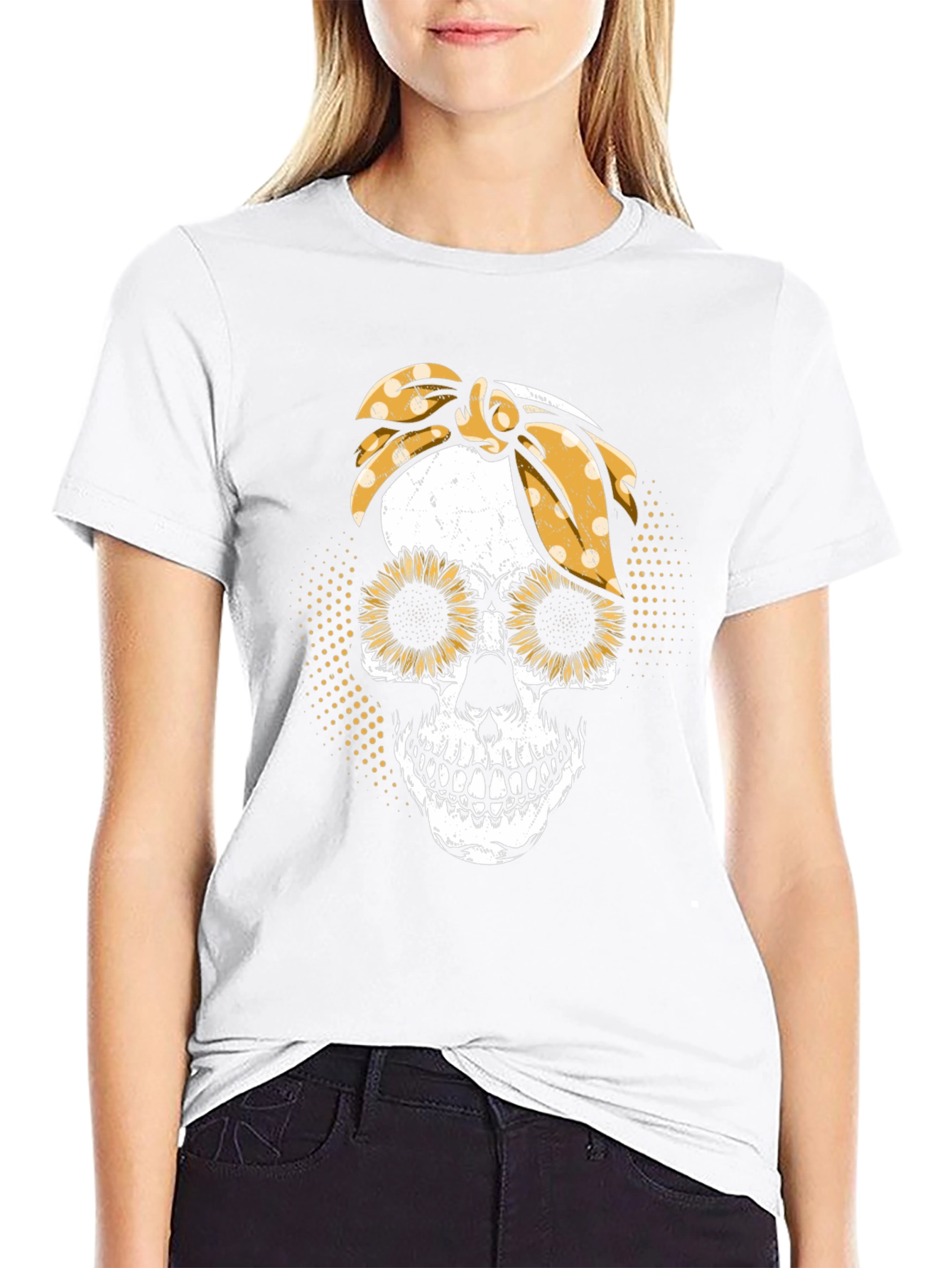 Sunflower Skull Graphic T-Shirt