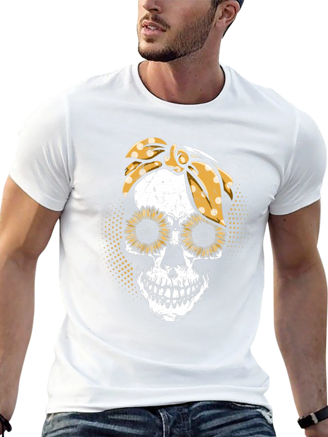 Sunflower Skull Graphic T-Shirt