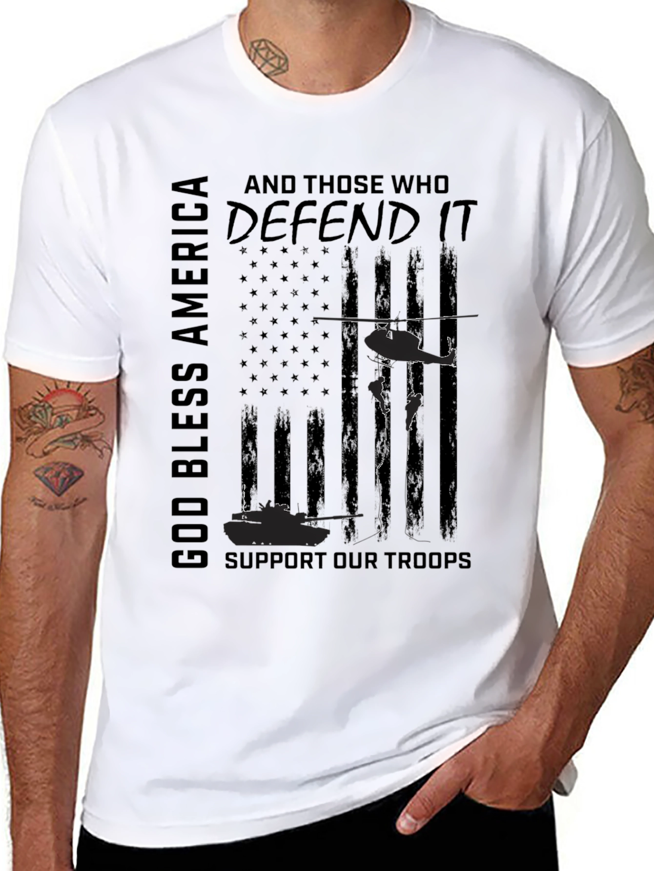 God Bless America Military Support T-Shirt